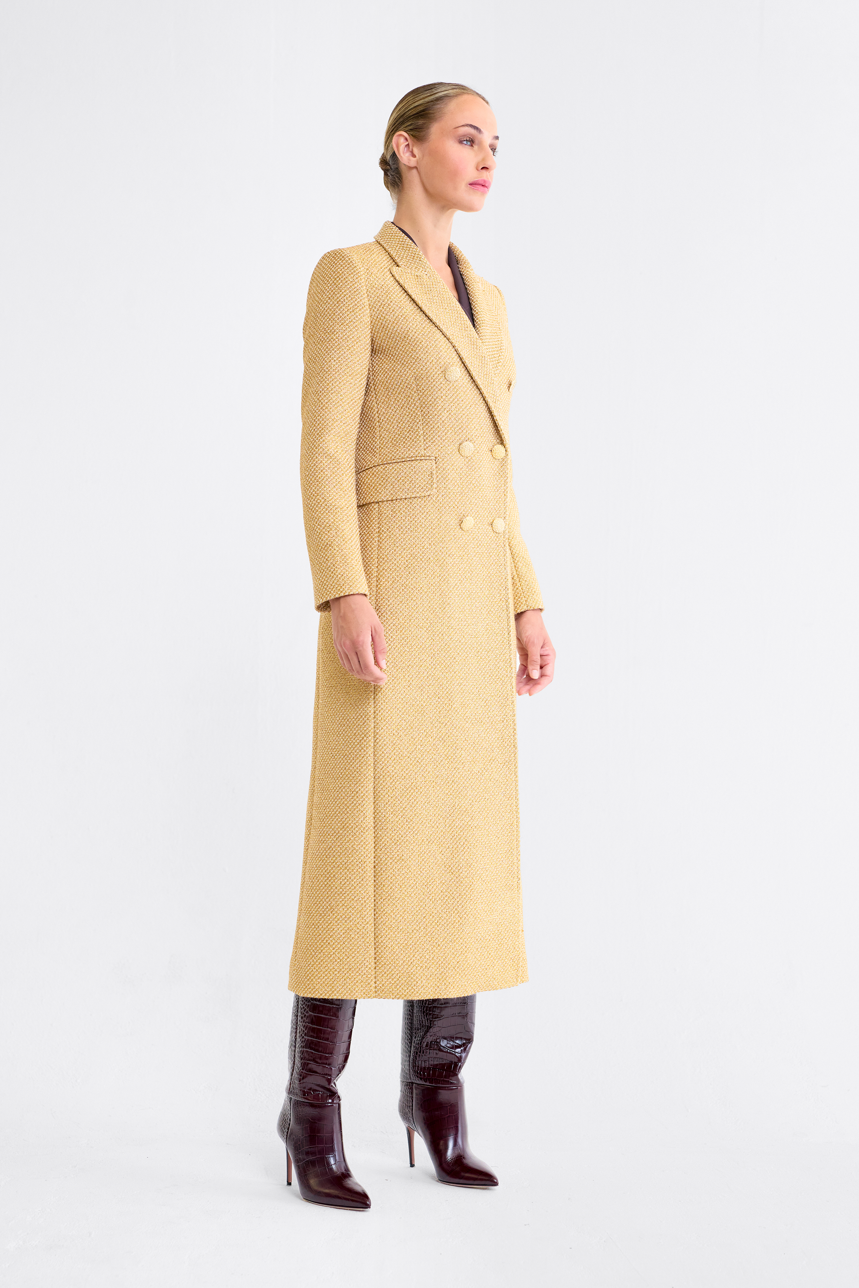 Adele Gold Tweed Coat