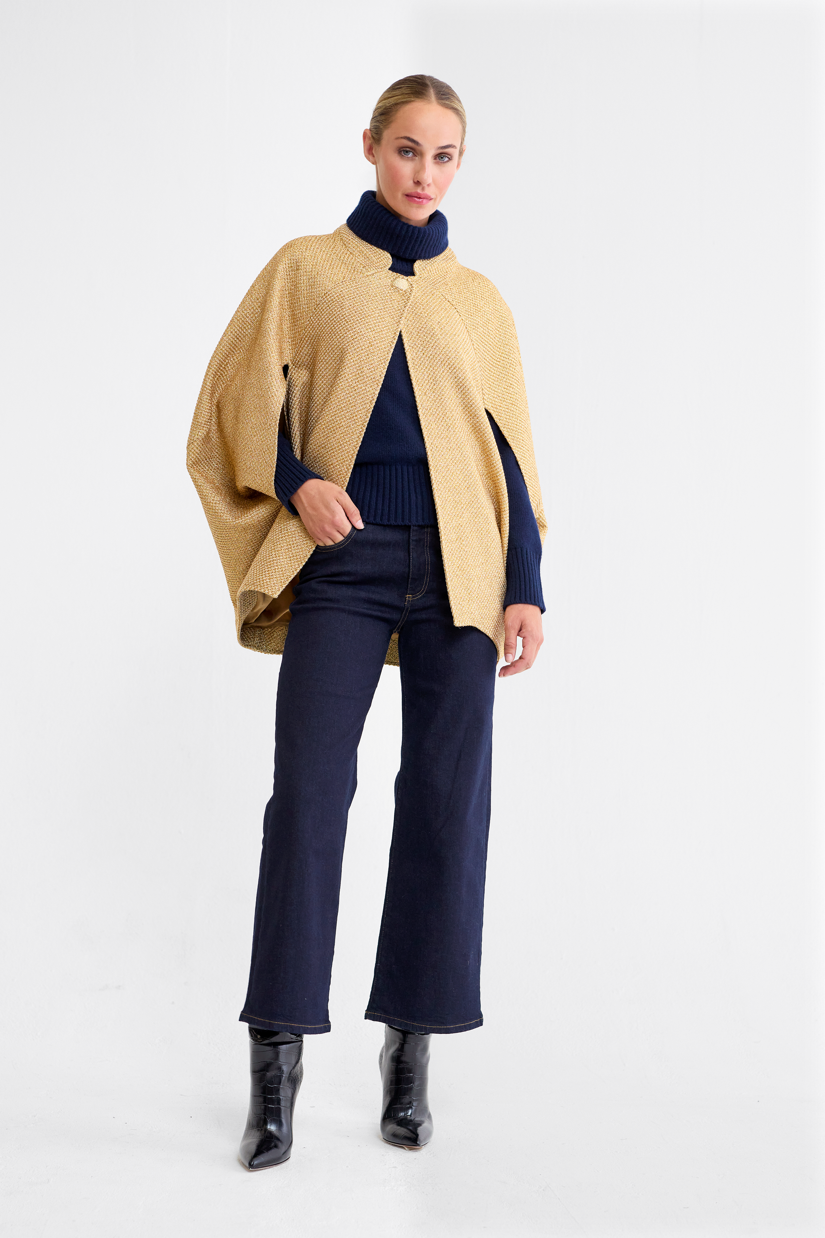 Luna Gold Metallic Tweed Cape
