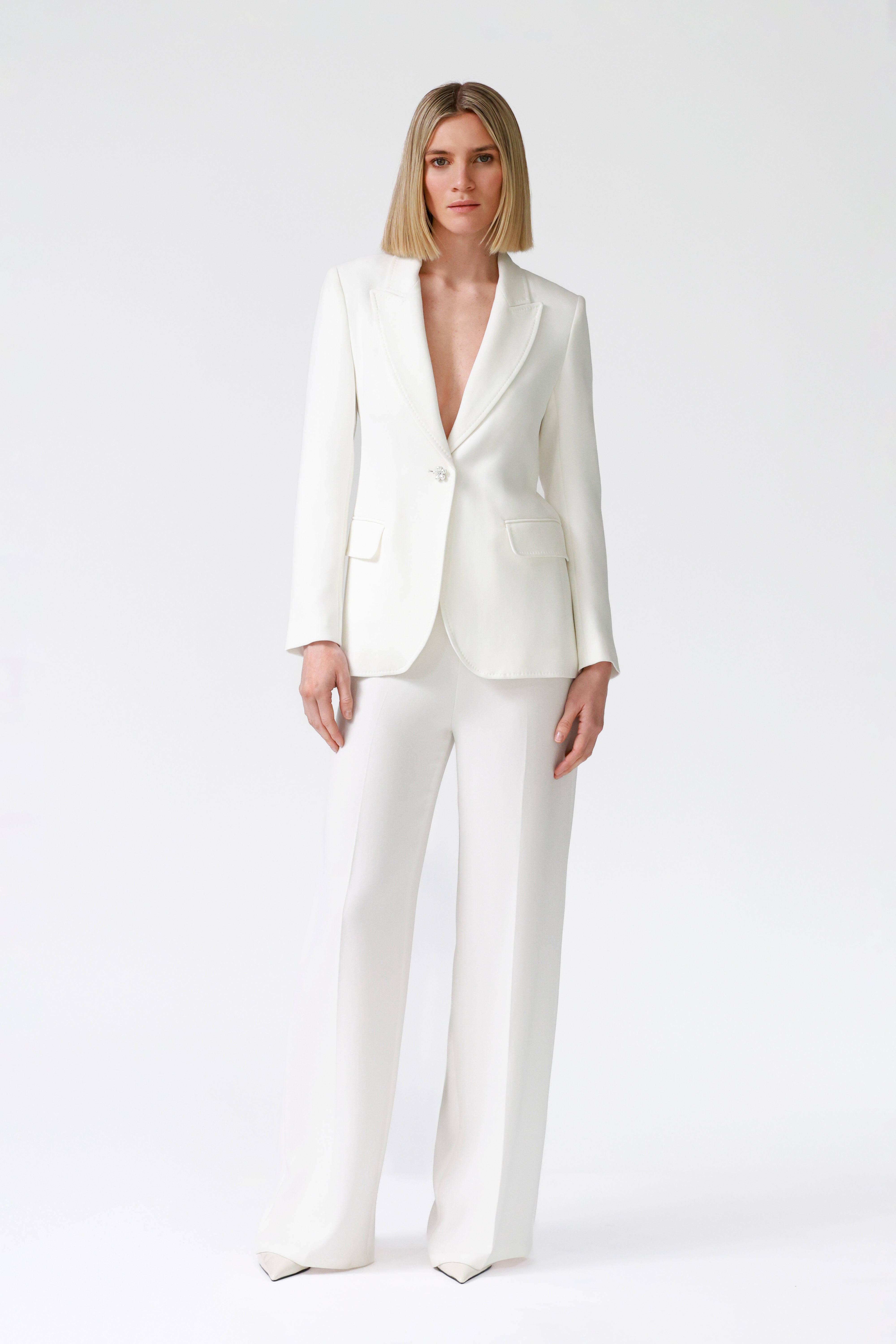 Cleo Ivory Single-Breasted Blazer