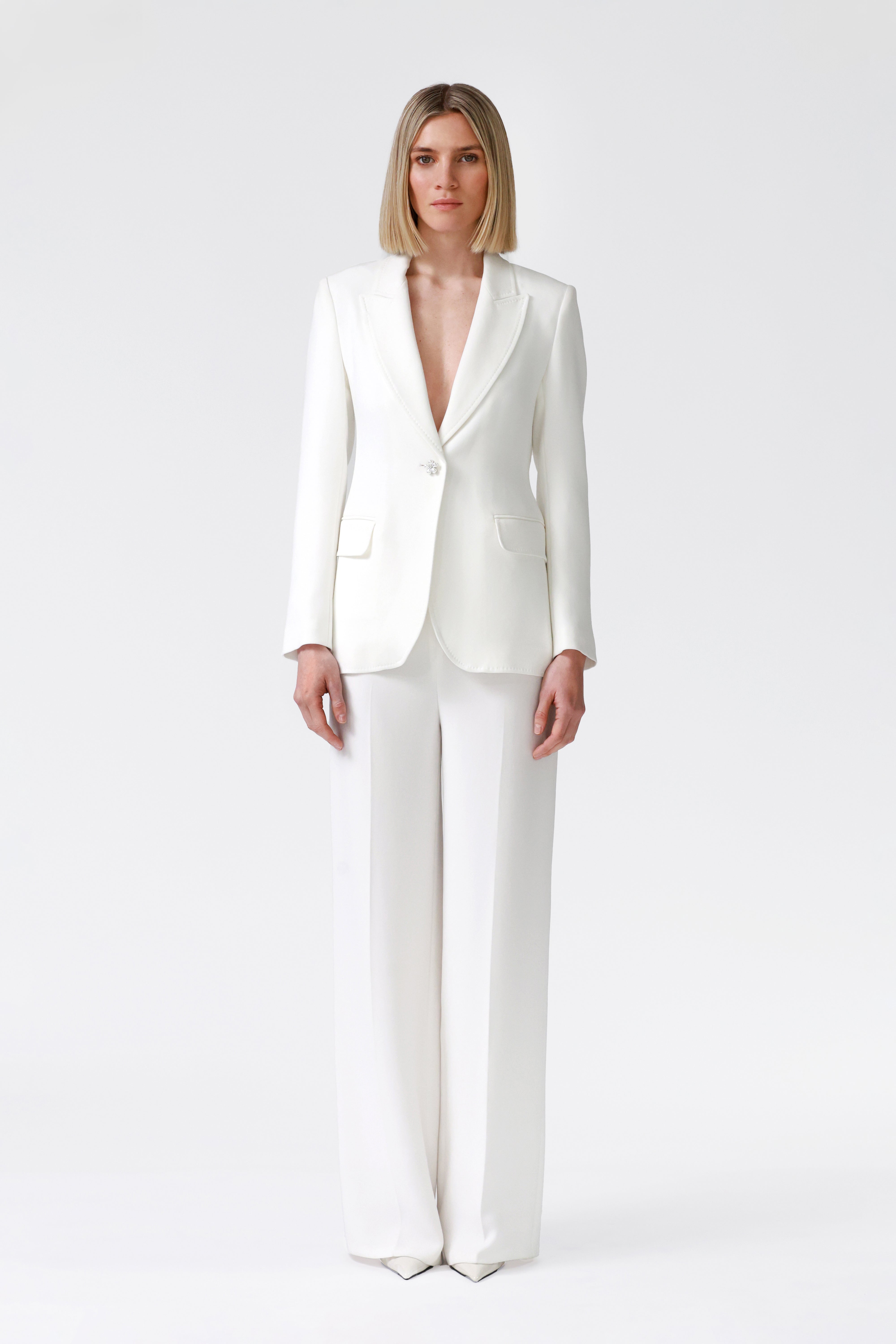 Cleo Ivory Single-Breasted Blazer