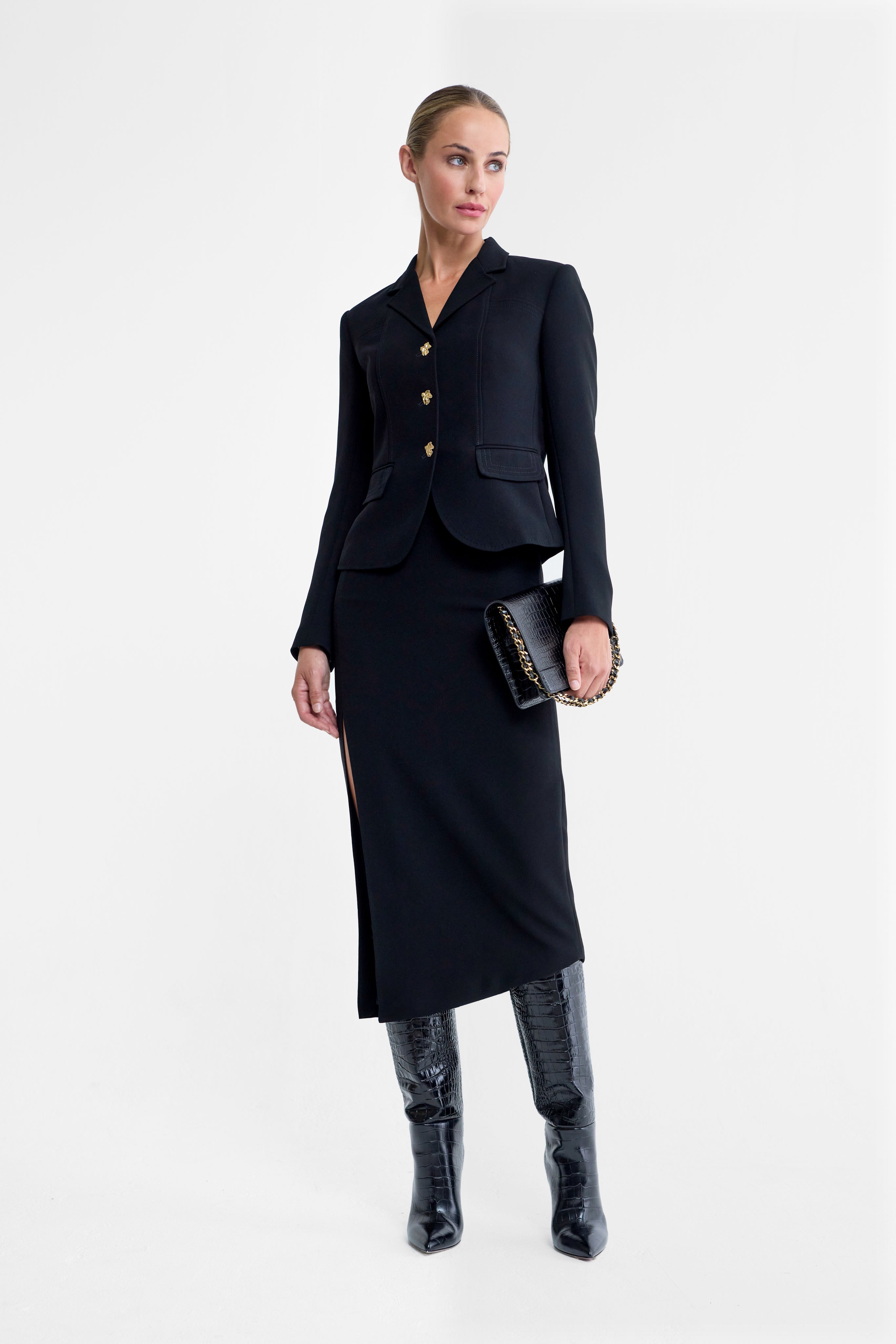 Diva Short Tailored Jacket in Black