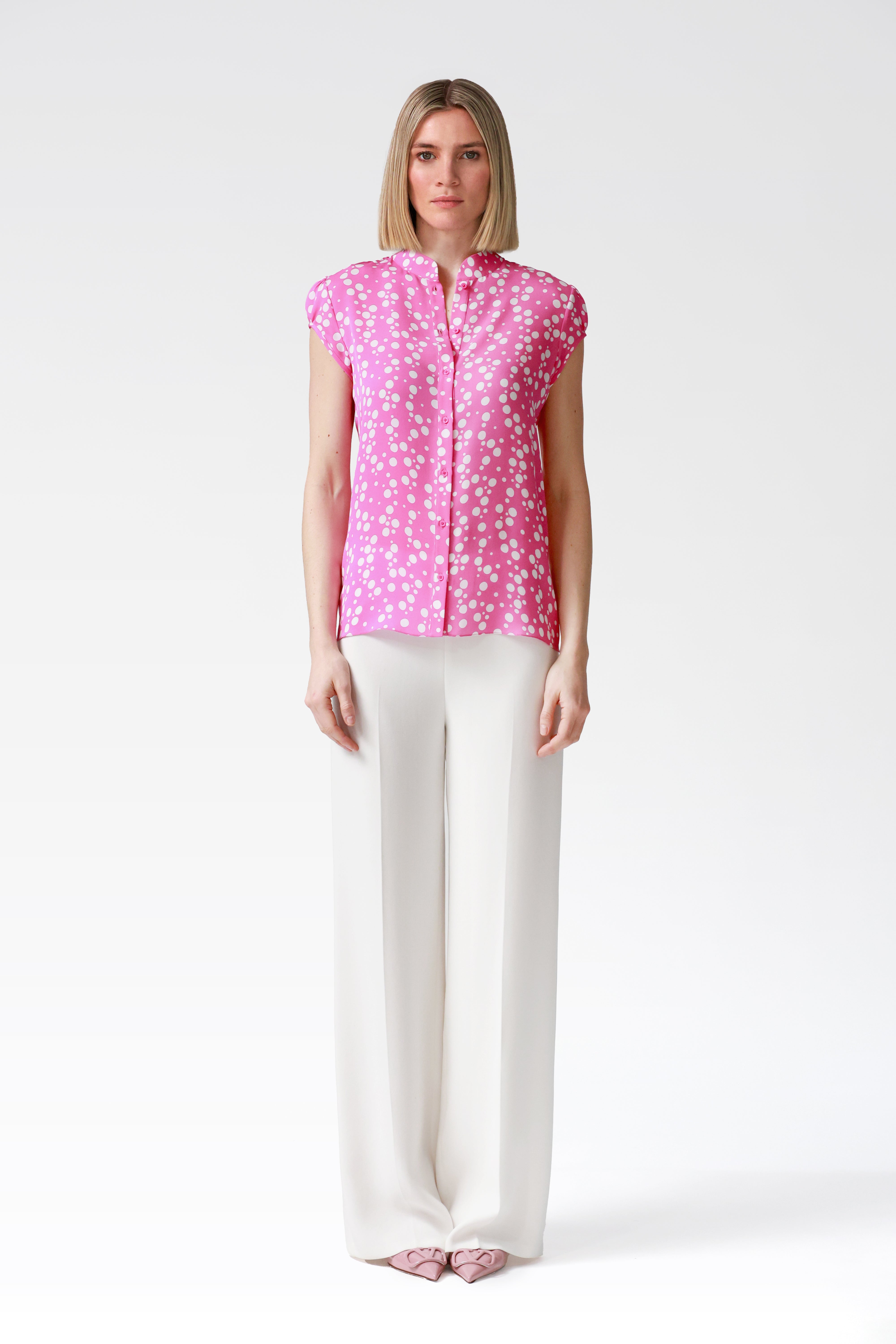 Elena Silk Polka Dot Blouse