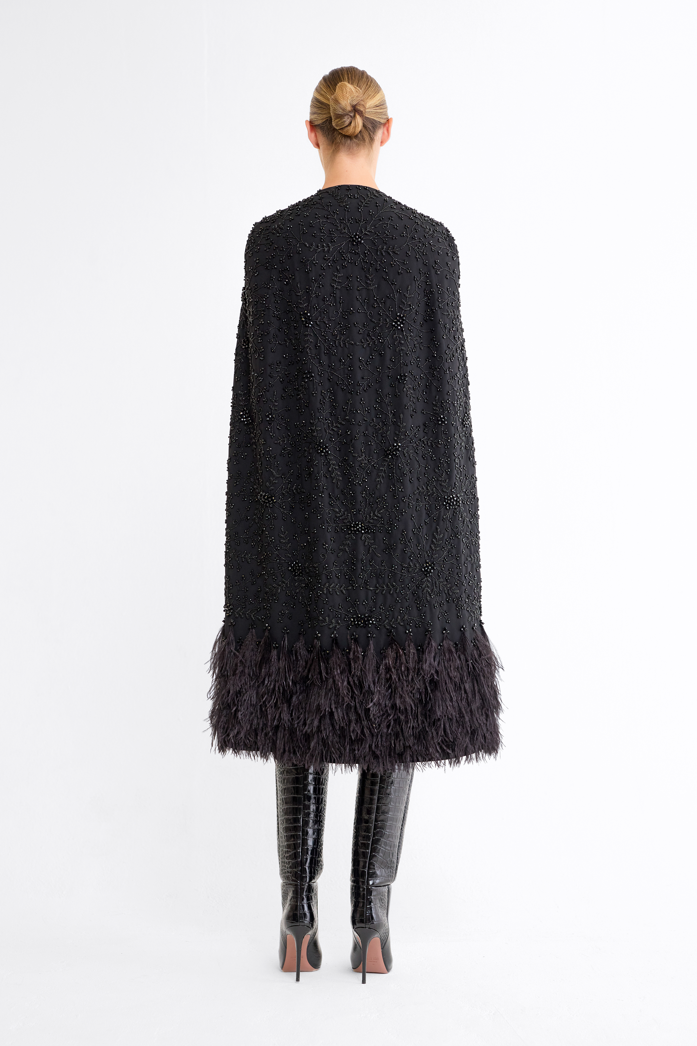 Eva Black Embellished Evening Cape