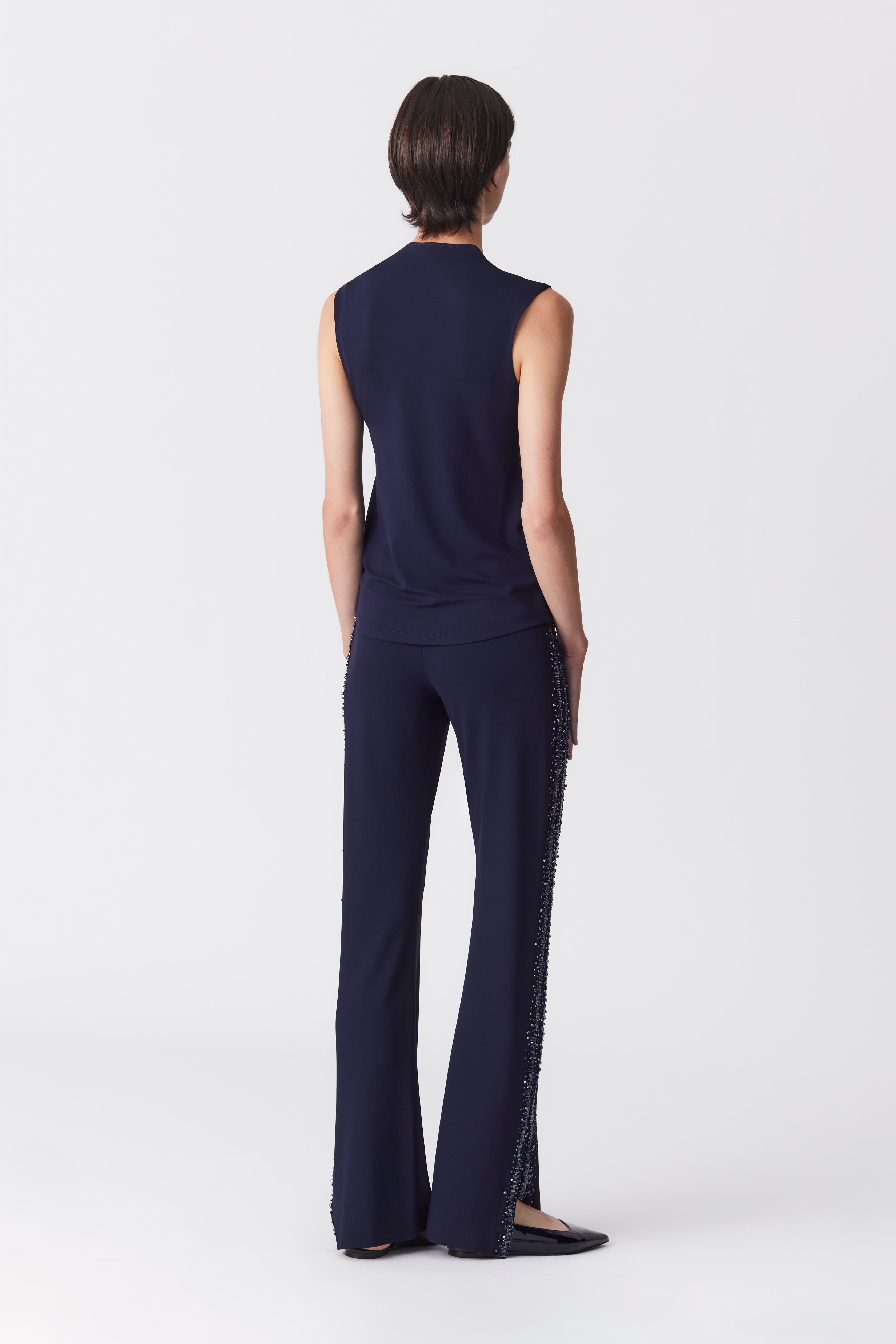 Freya Beaded Jersey Trousers in Navy