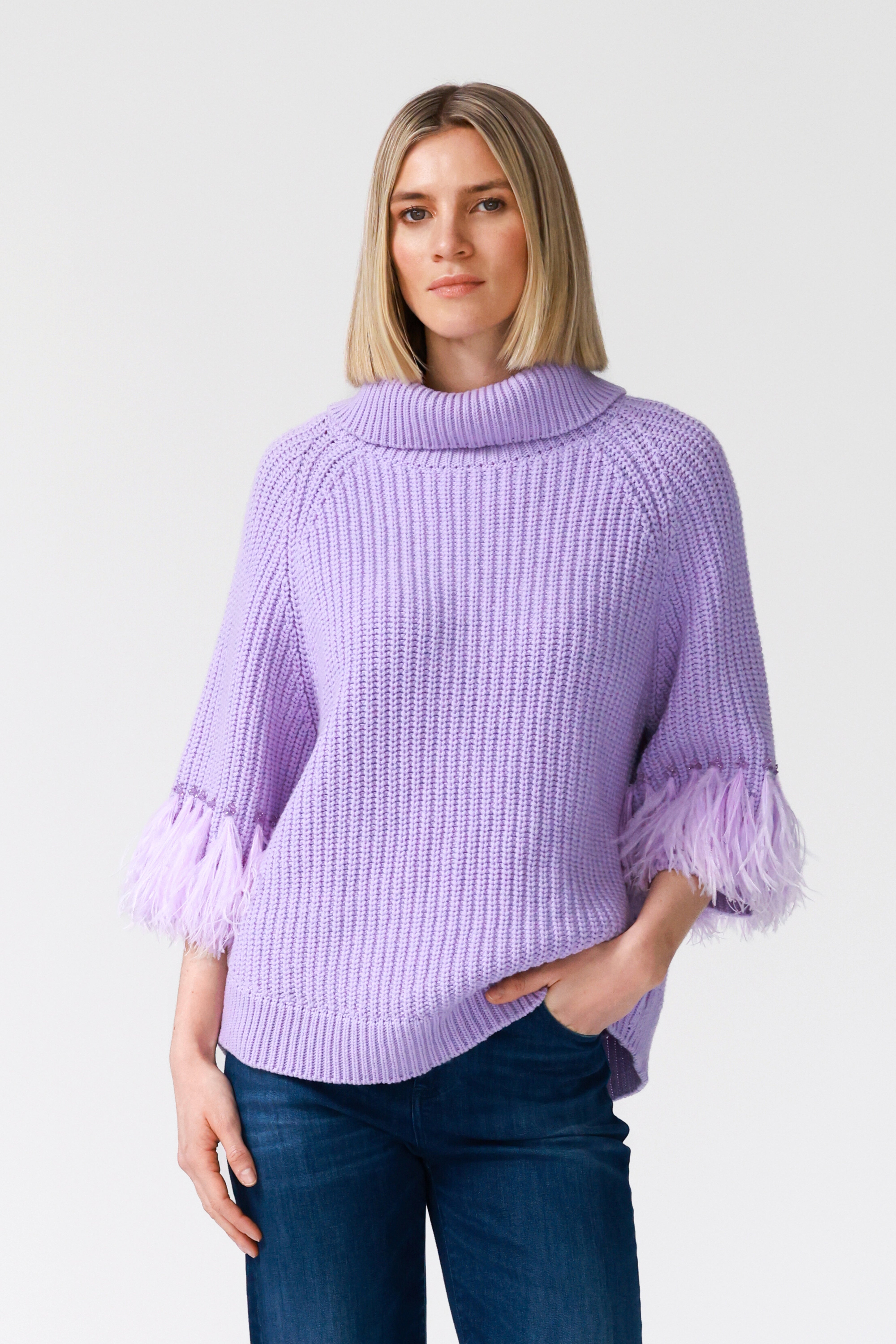 Greta Statement Sleeve Sweater in Turquoise