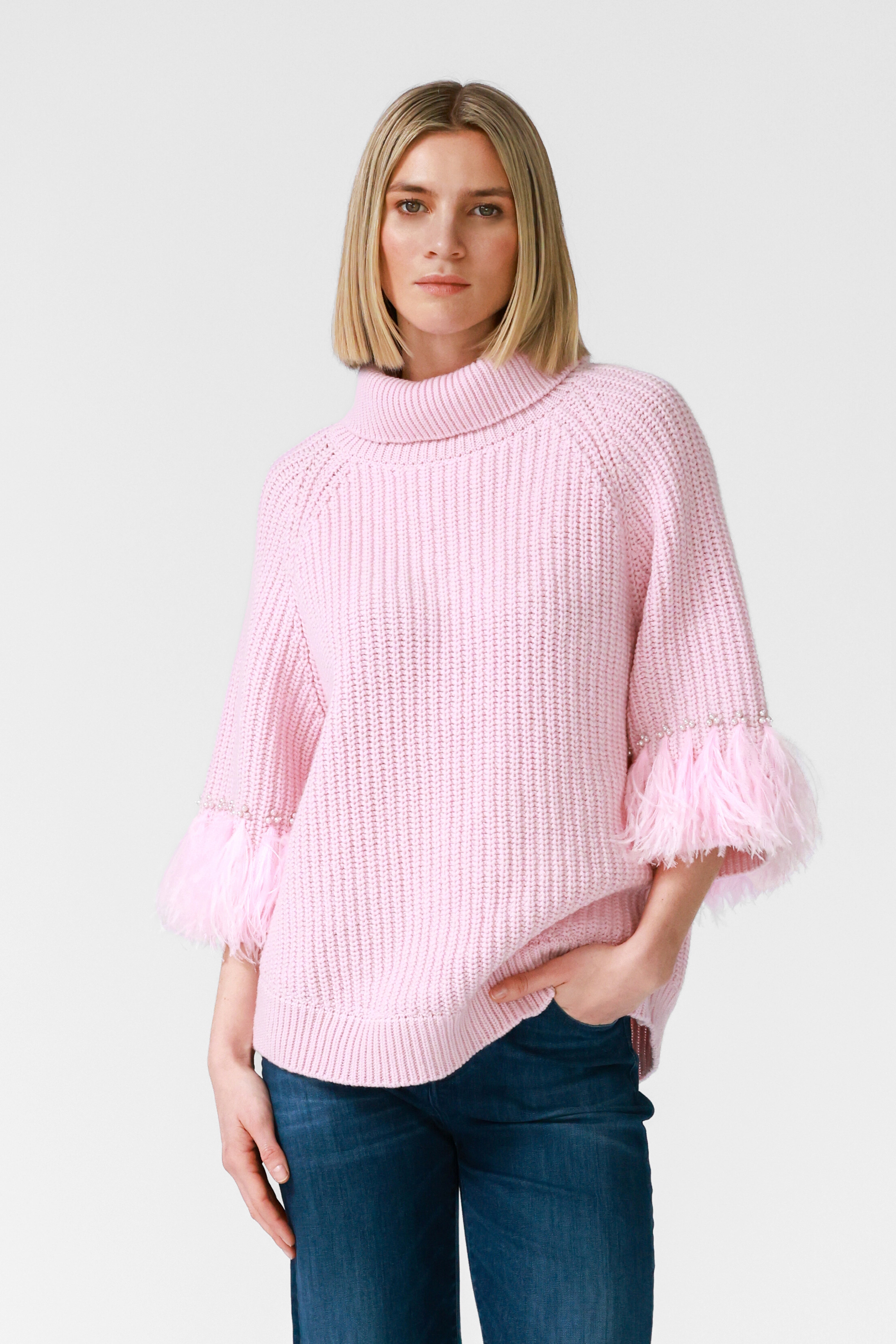 Greta Statement Sleeve Sweater in Turquoise