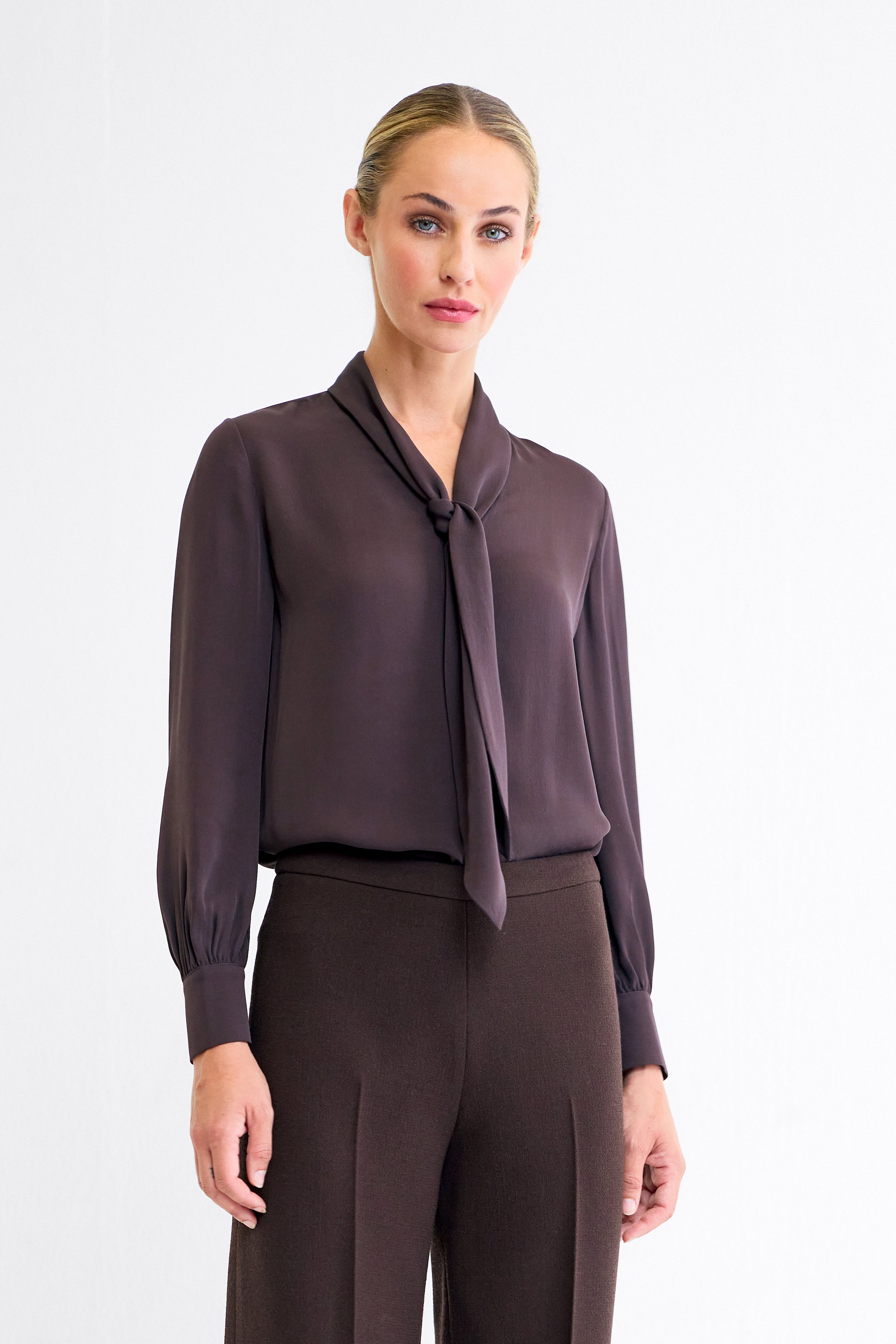 Indy Silk Blouse in Espresso