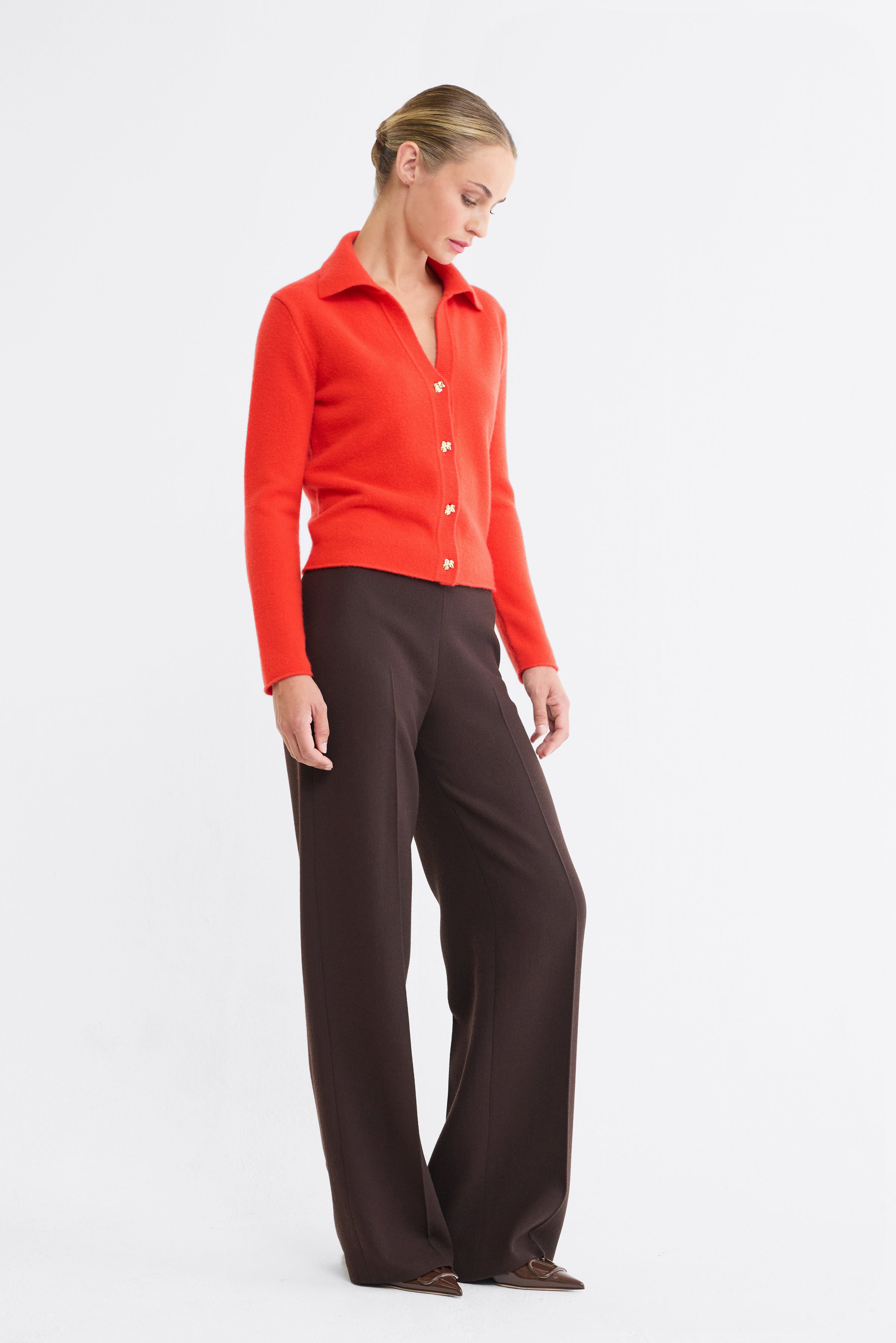 Iris Cashmere Cardigan in Orange