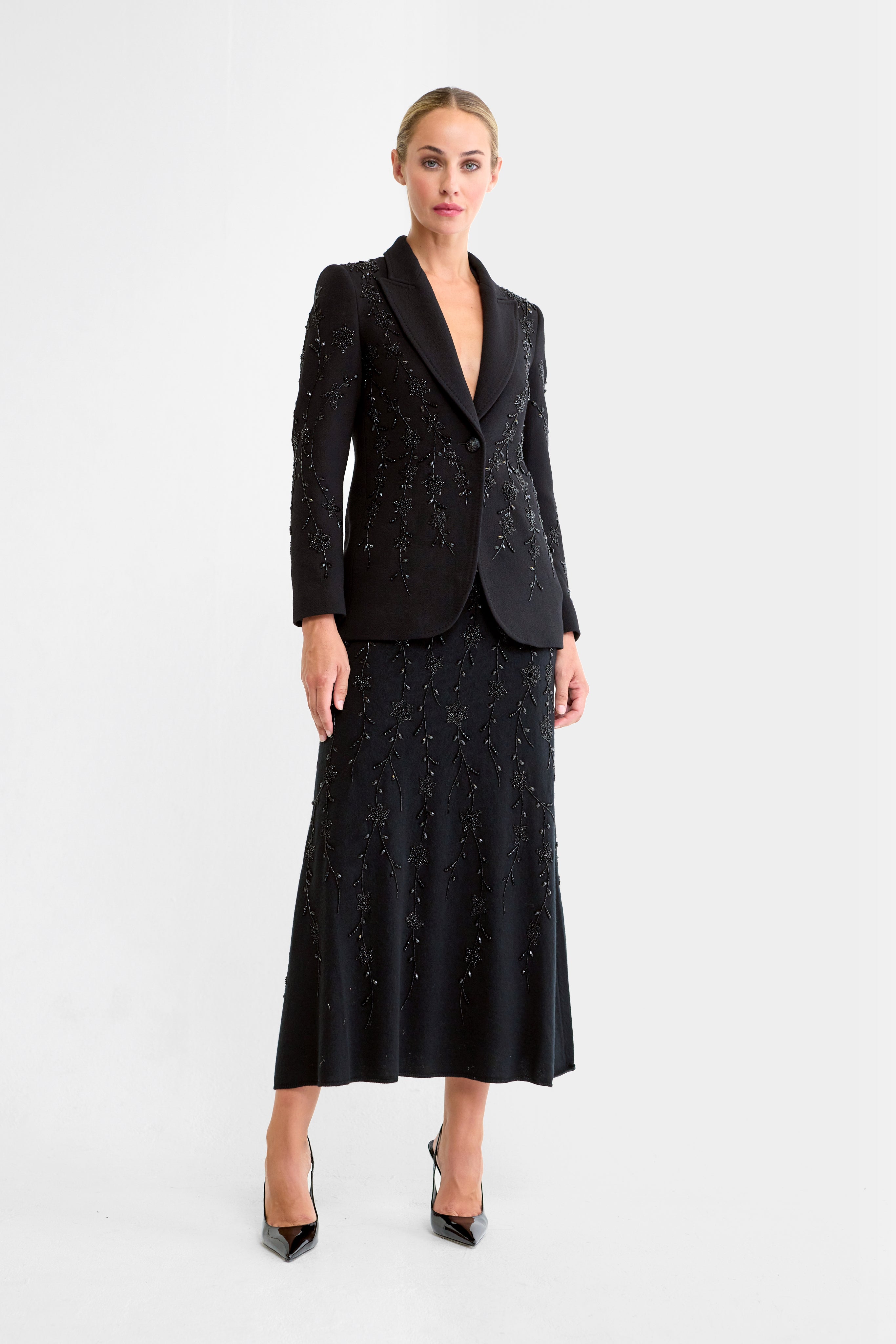 Jane Beaded Cashmere Midi Skirt