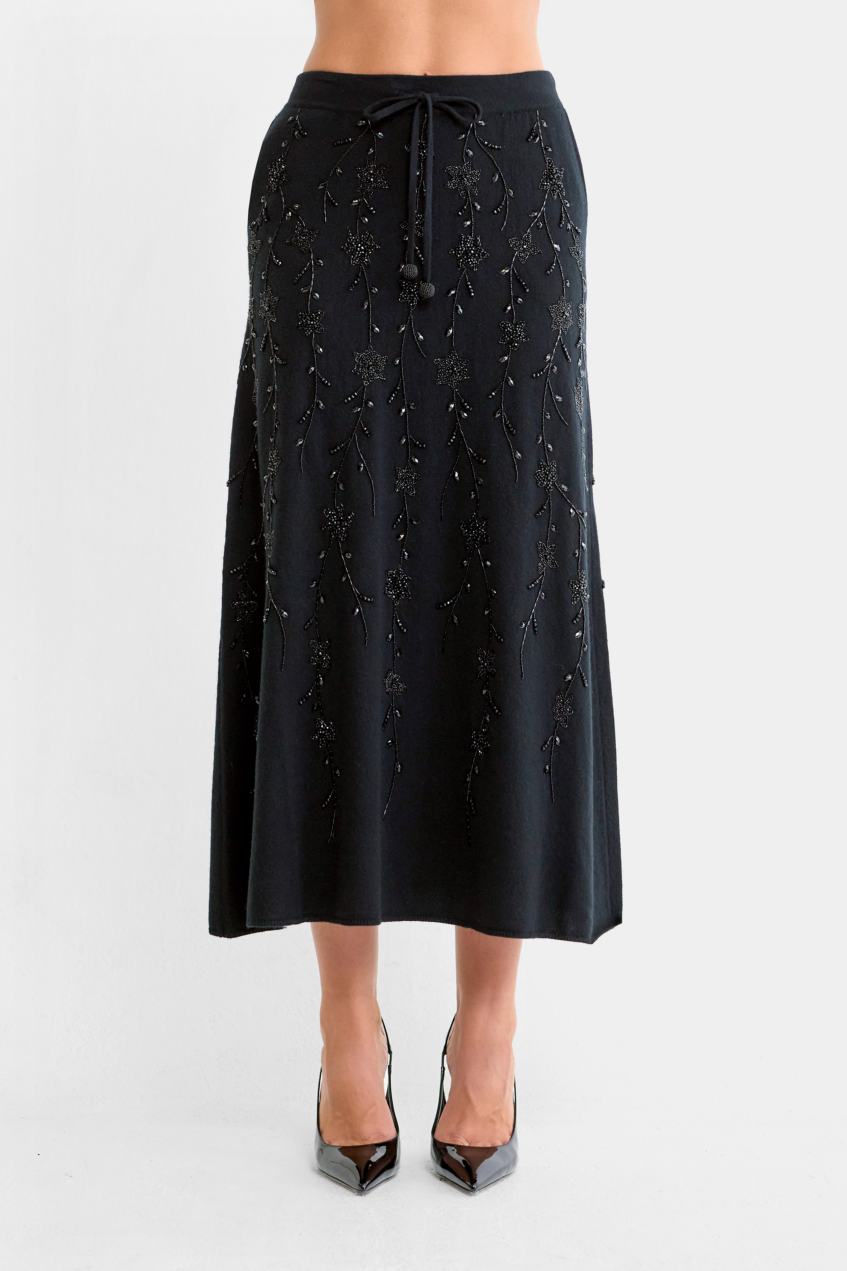 Jane Beaded Cashmere Midi Skirt