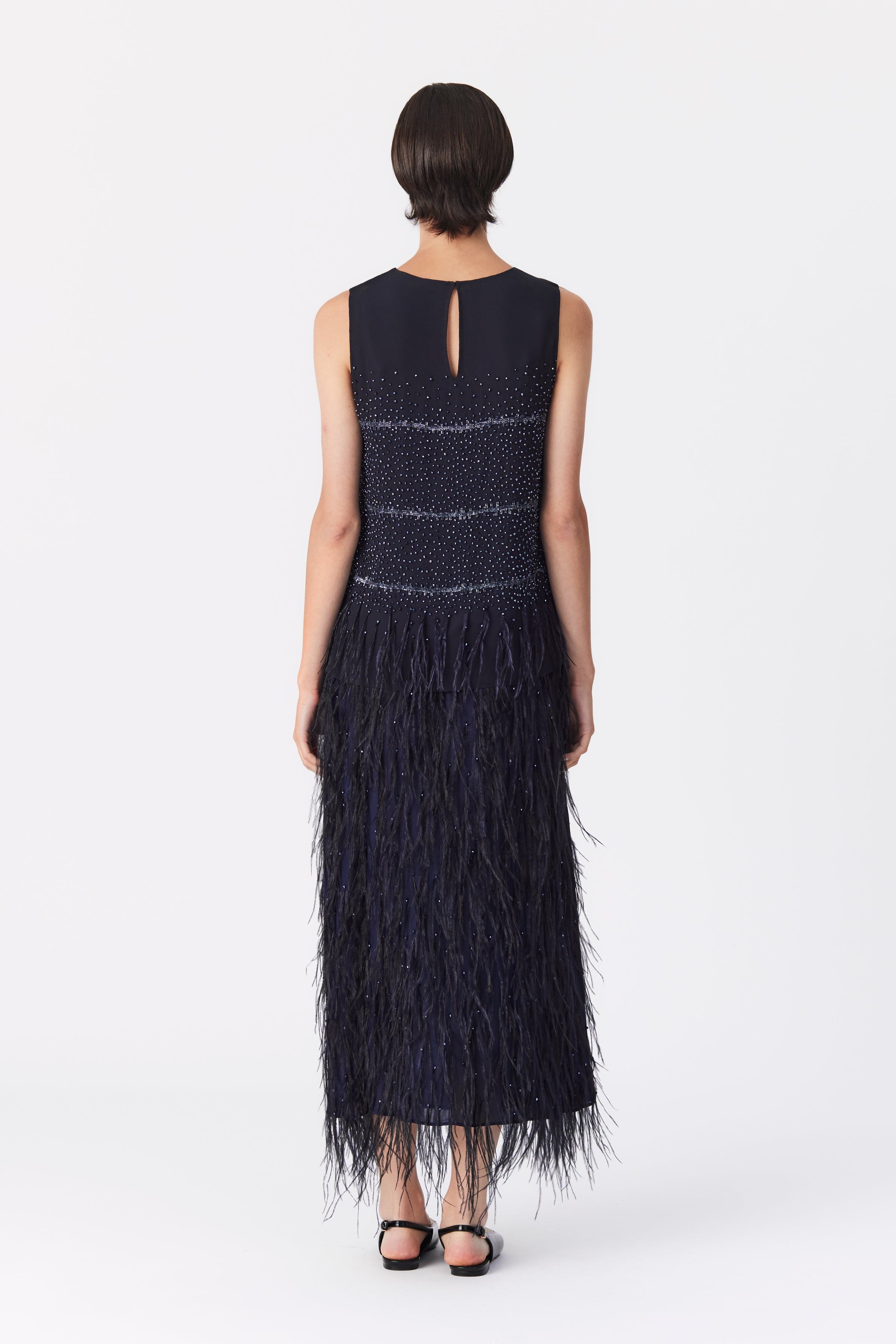 Kaya Beaded Sleeveless Top in Navy