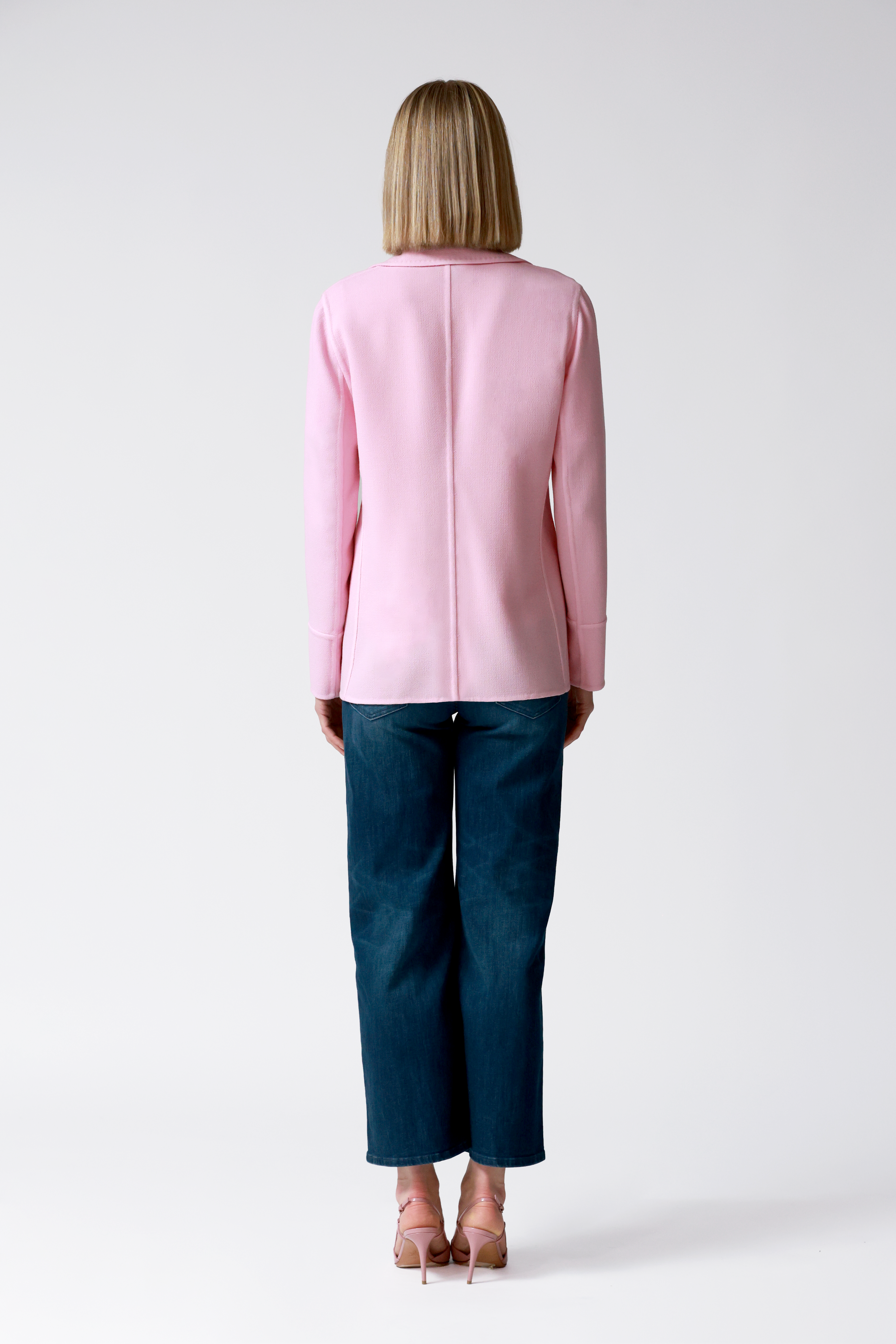 Kate Single-Breasted Wool Jacket in Pink