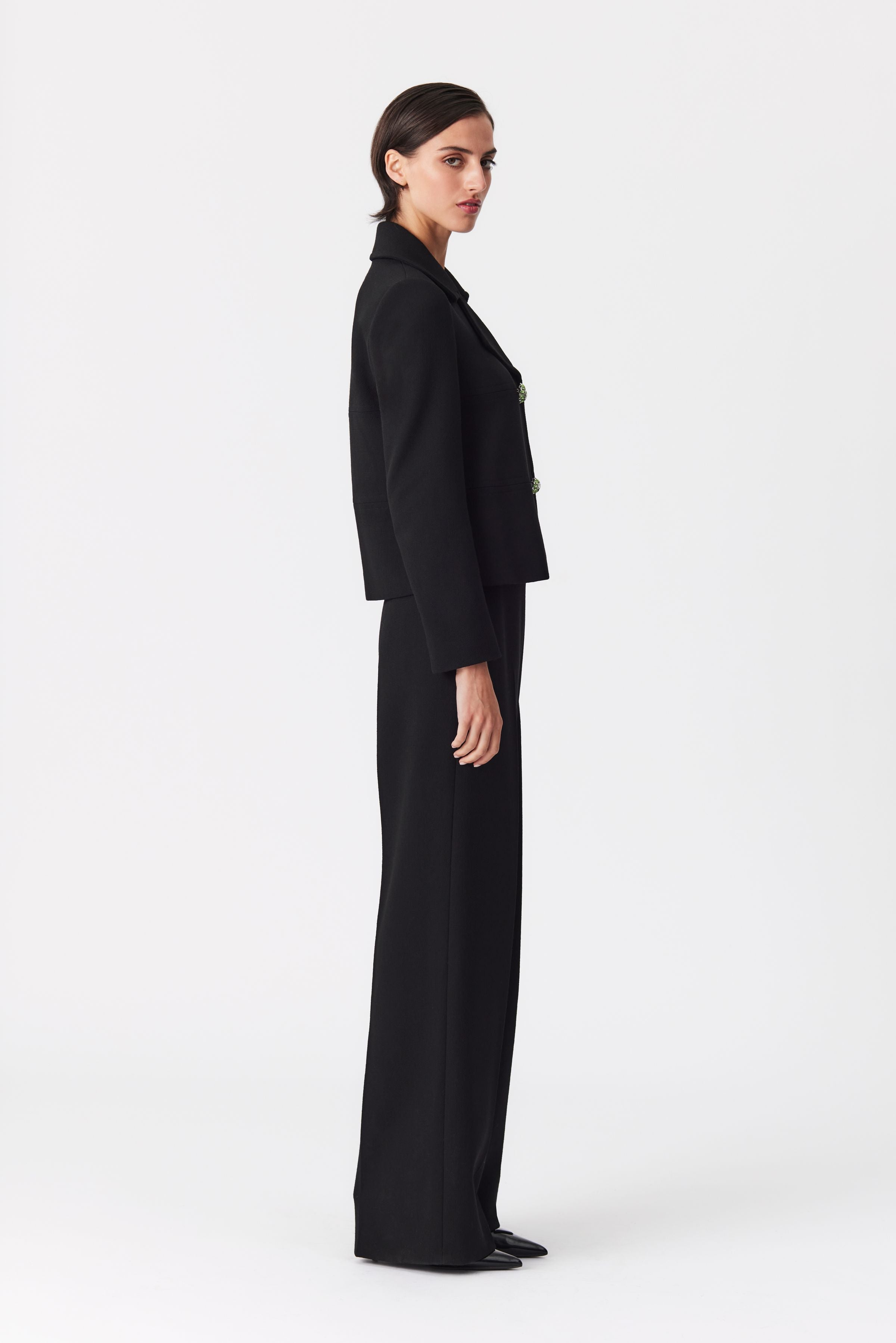 Fleur Black Double-Breasted Wool Jacket