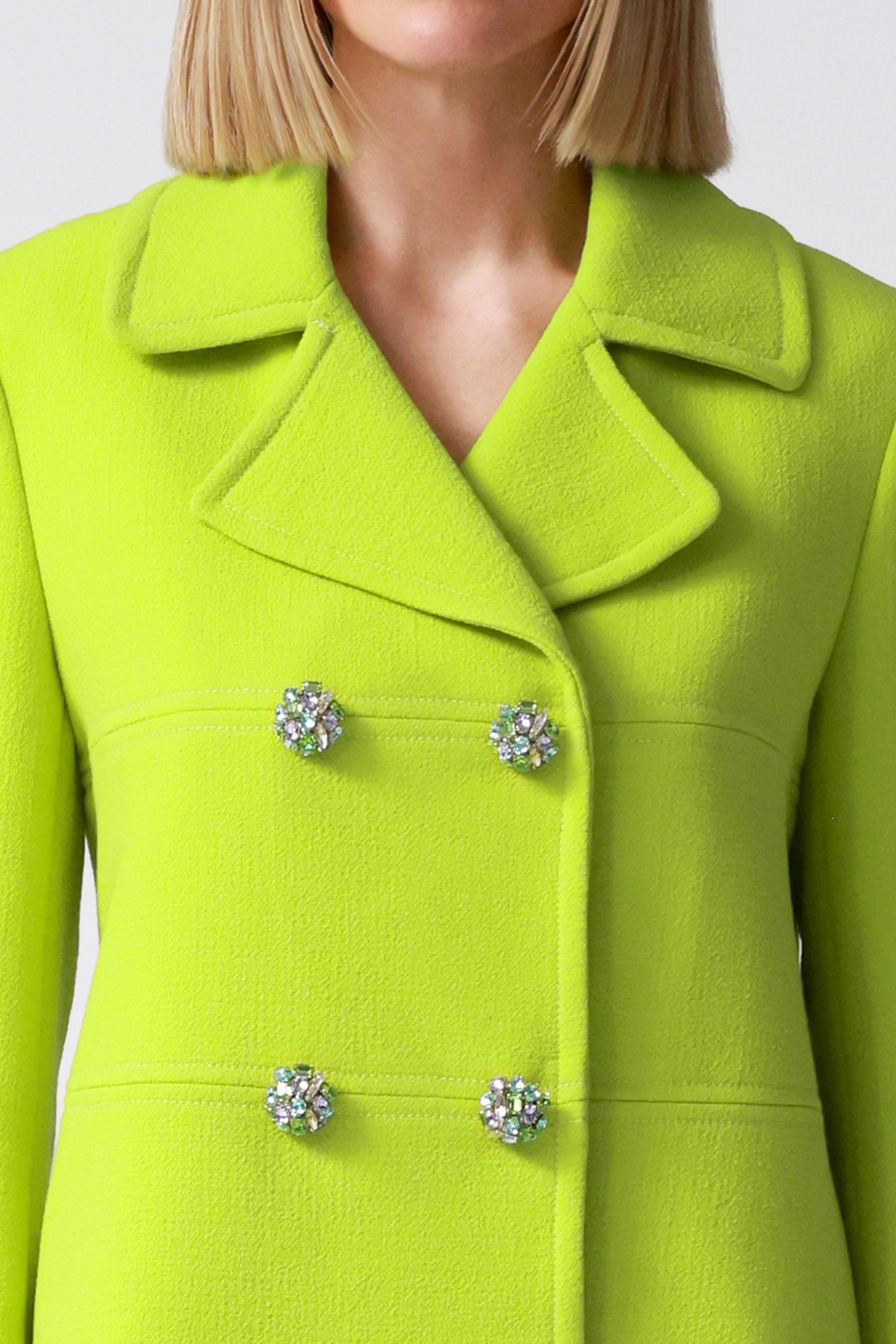 Fleur Double-Breasted Wool Jacket in Lime