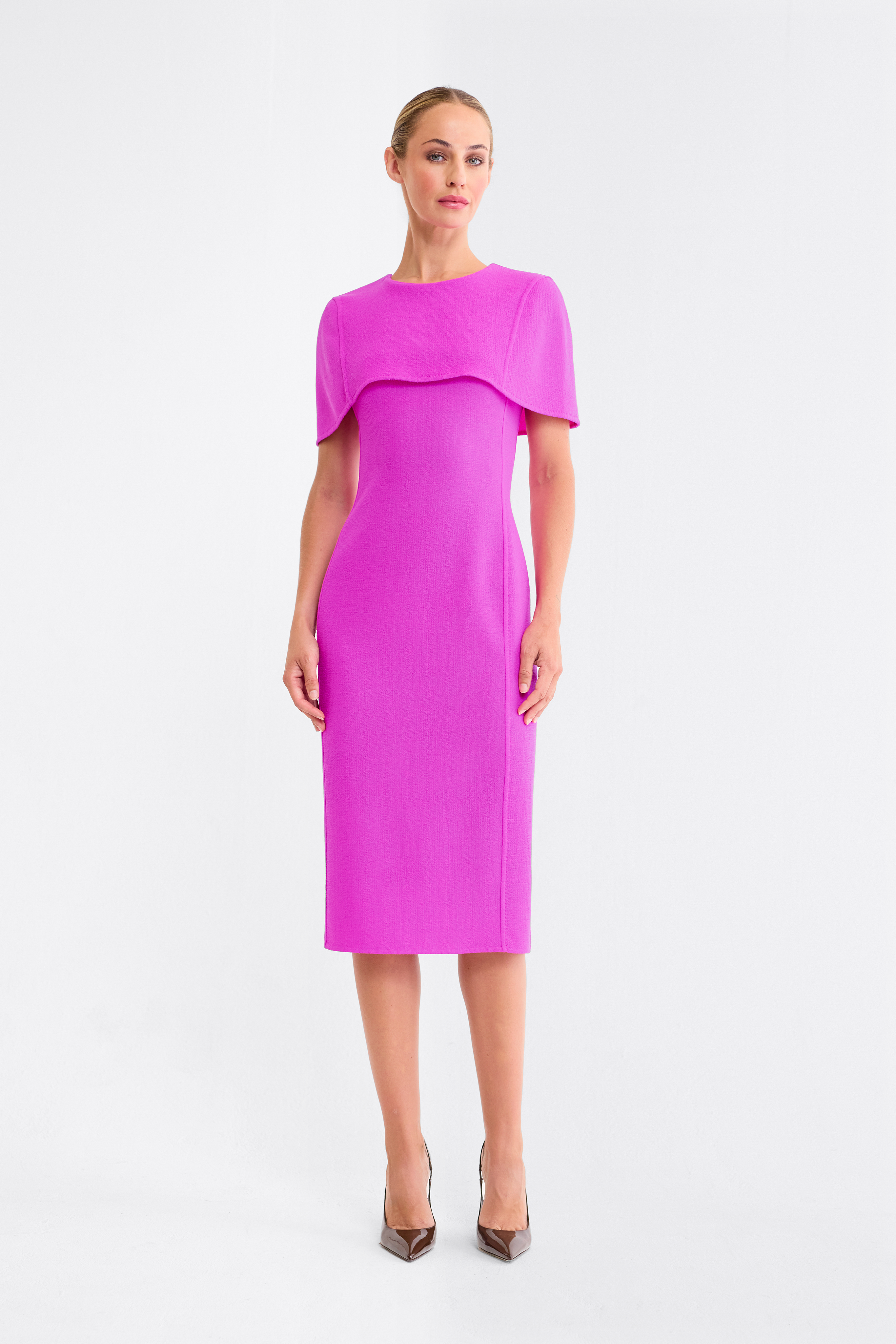 Liza Mini Cape Dress in Orchid Pink