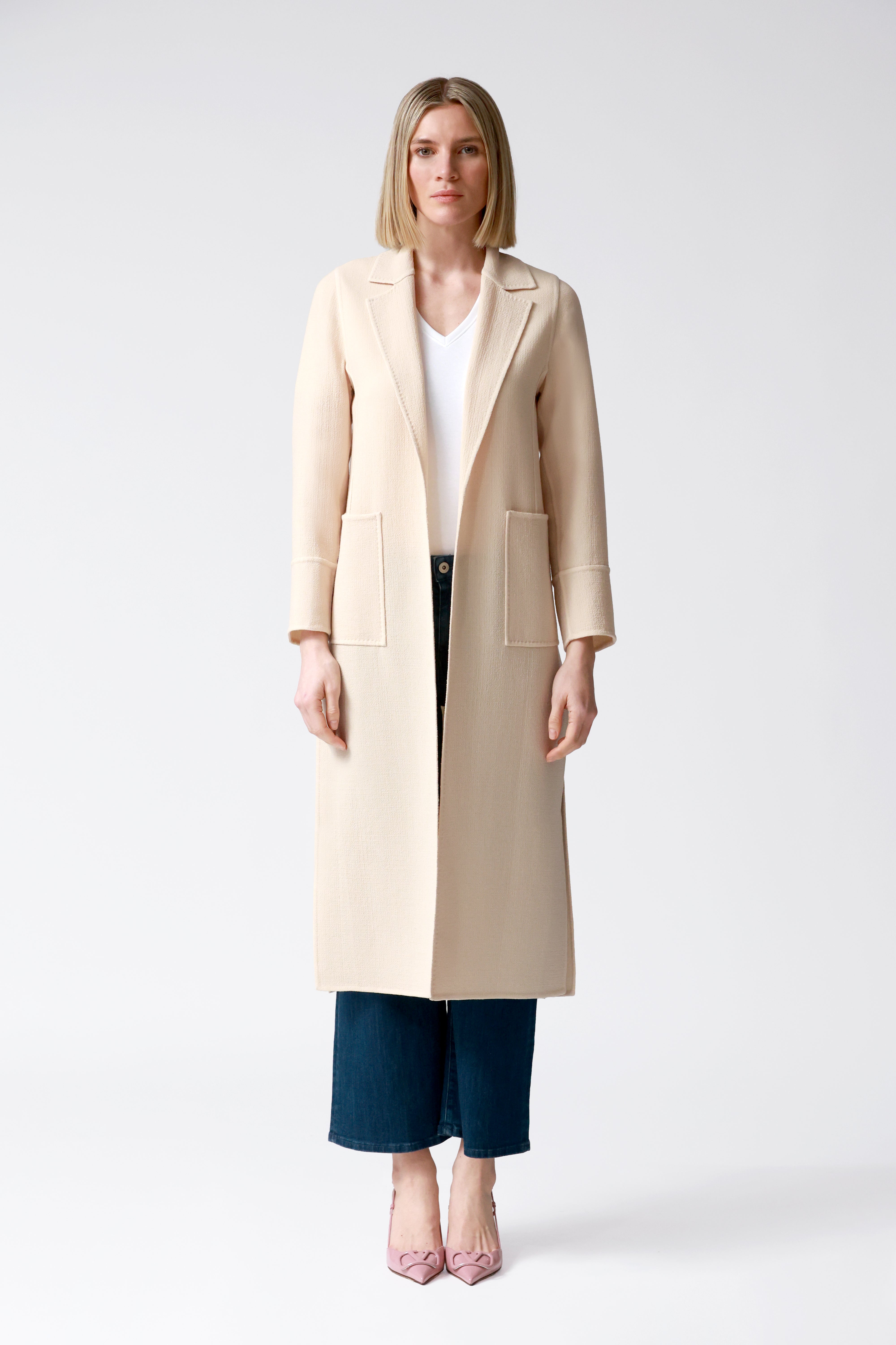 Lola Wool Crepe Coat in Blonde