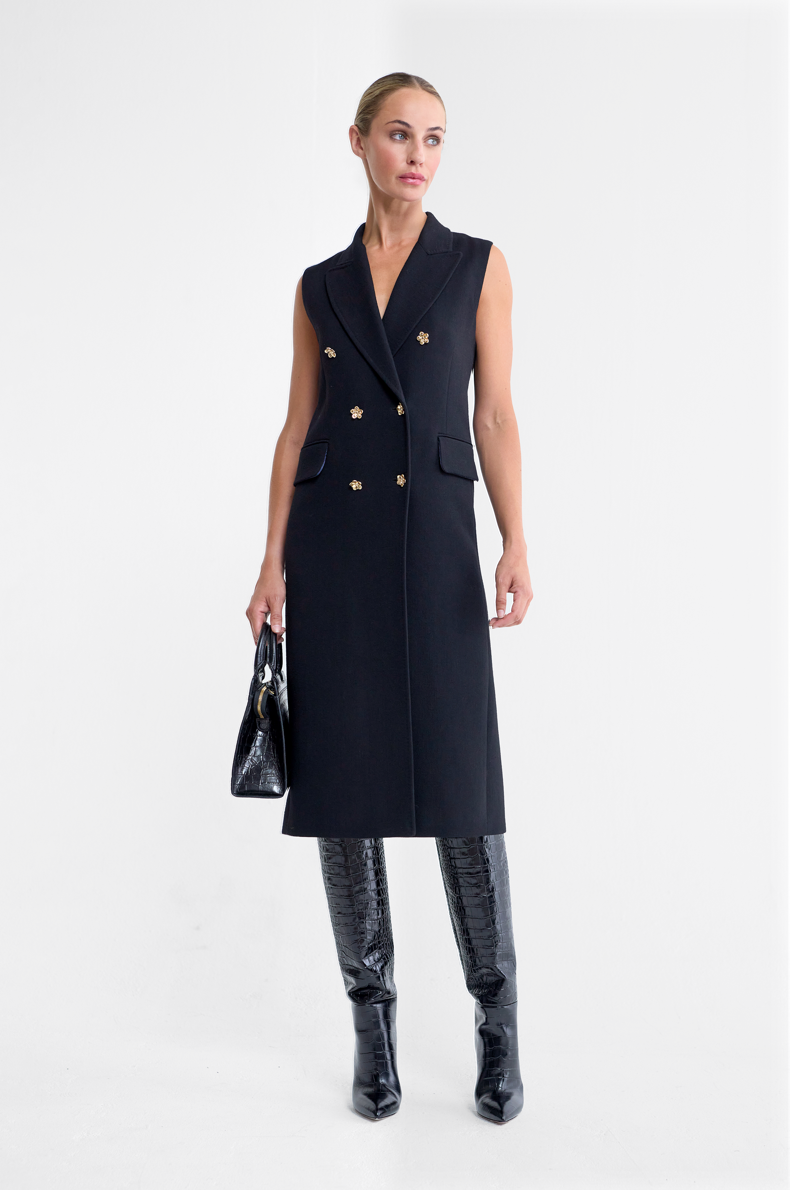 Lulu Black Double-Breasted Waistcoat