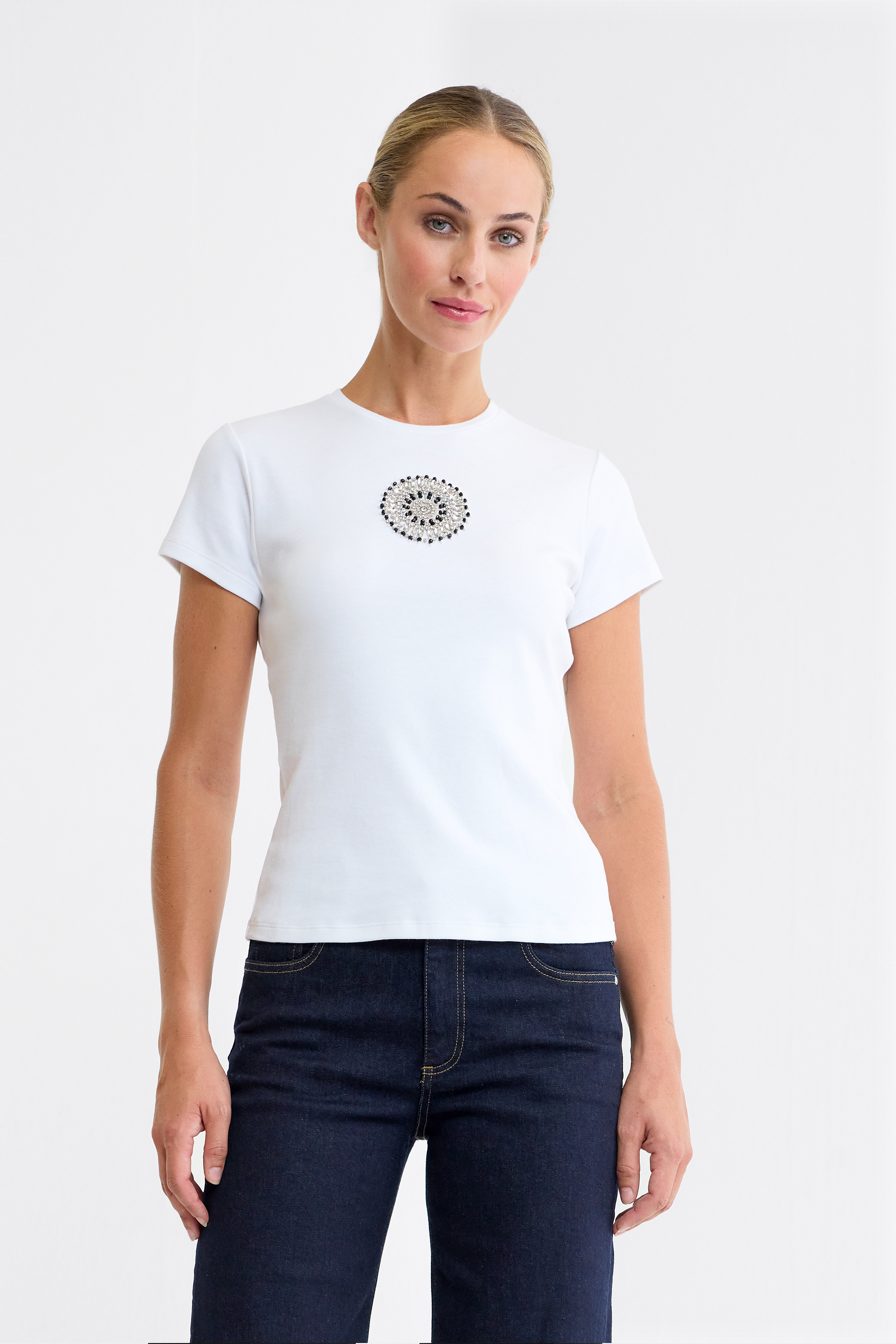 Lumina White Beaded T-Shirt