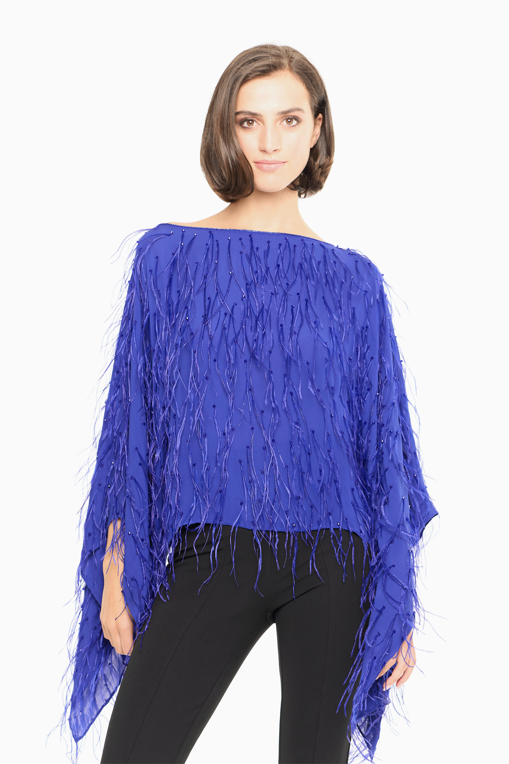 Margot Feather Embellished Top in Bright Pink