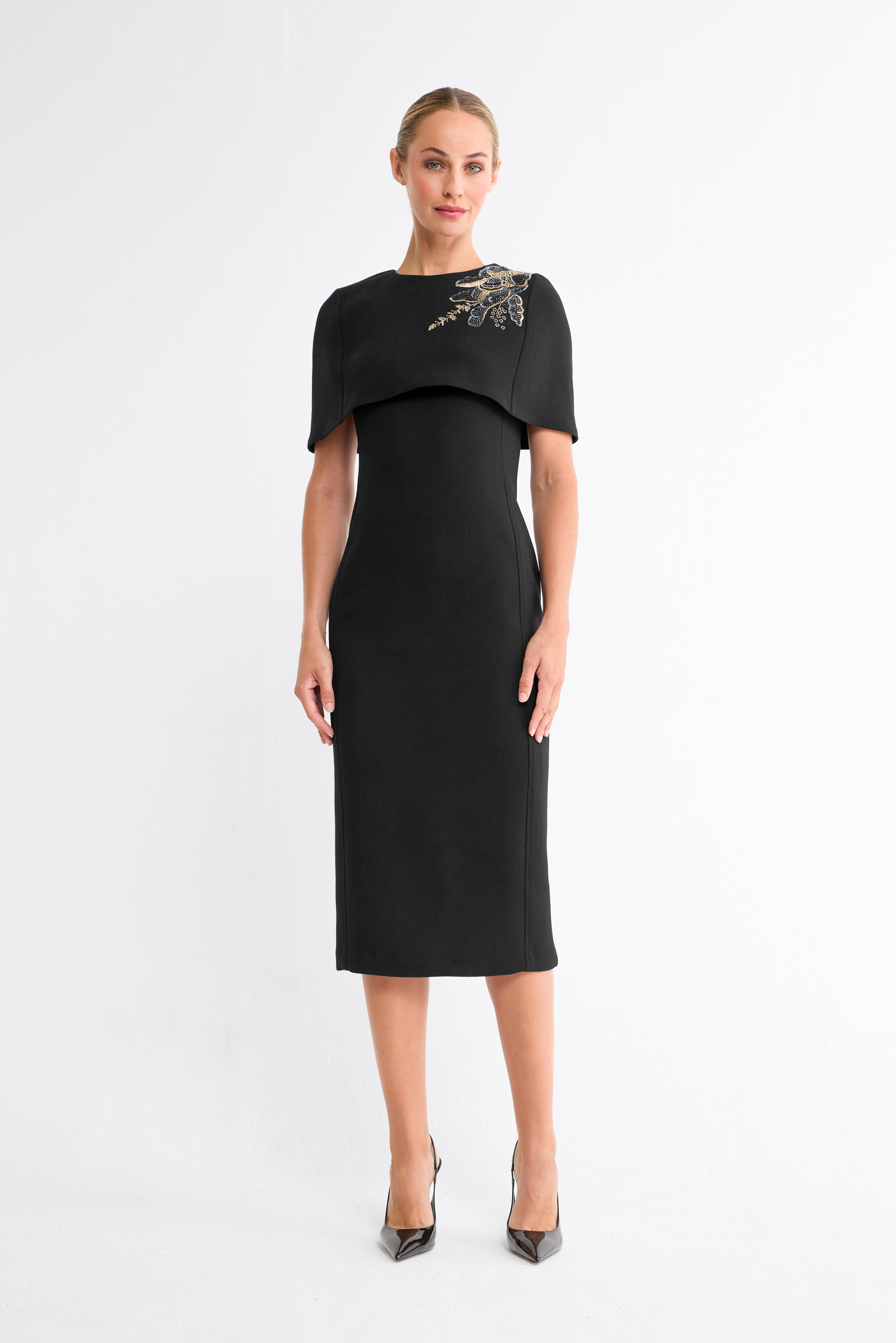 Mio Mini Cape Dress in Black