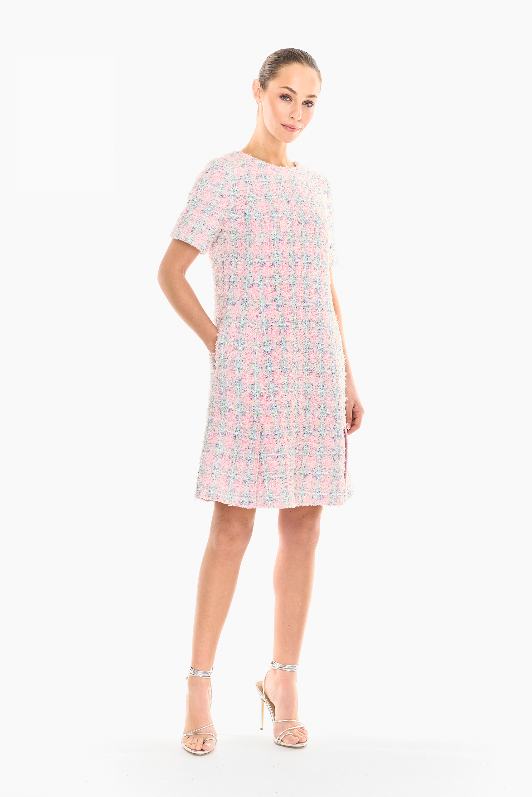 Nika Tweed Peplum Hem Dress
