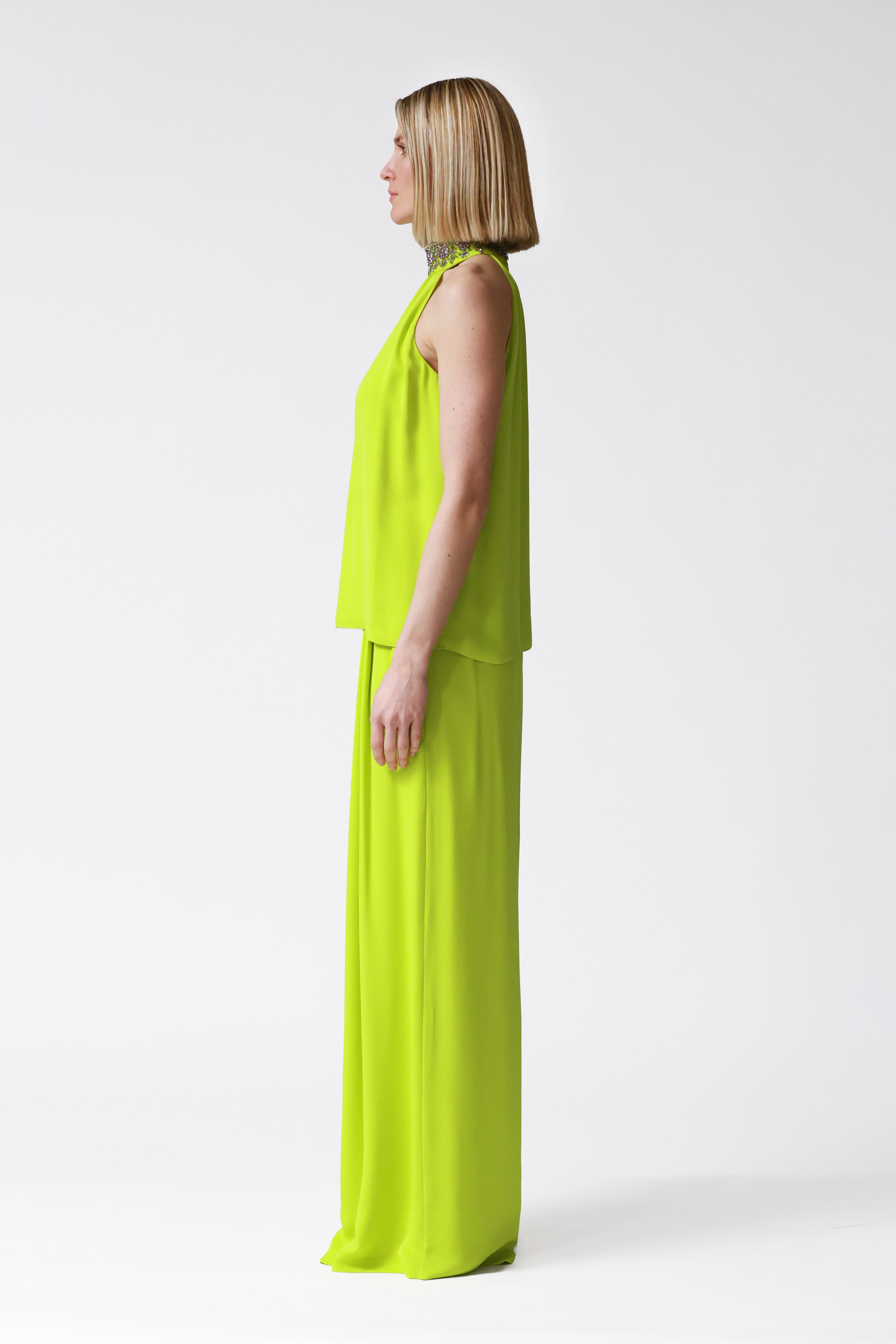 Noor Embellished Halterneck in Lime