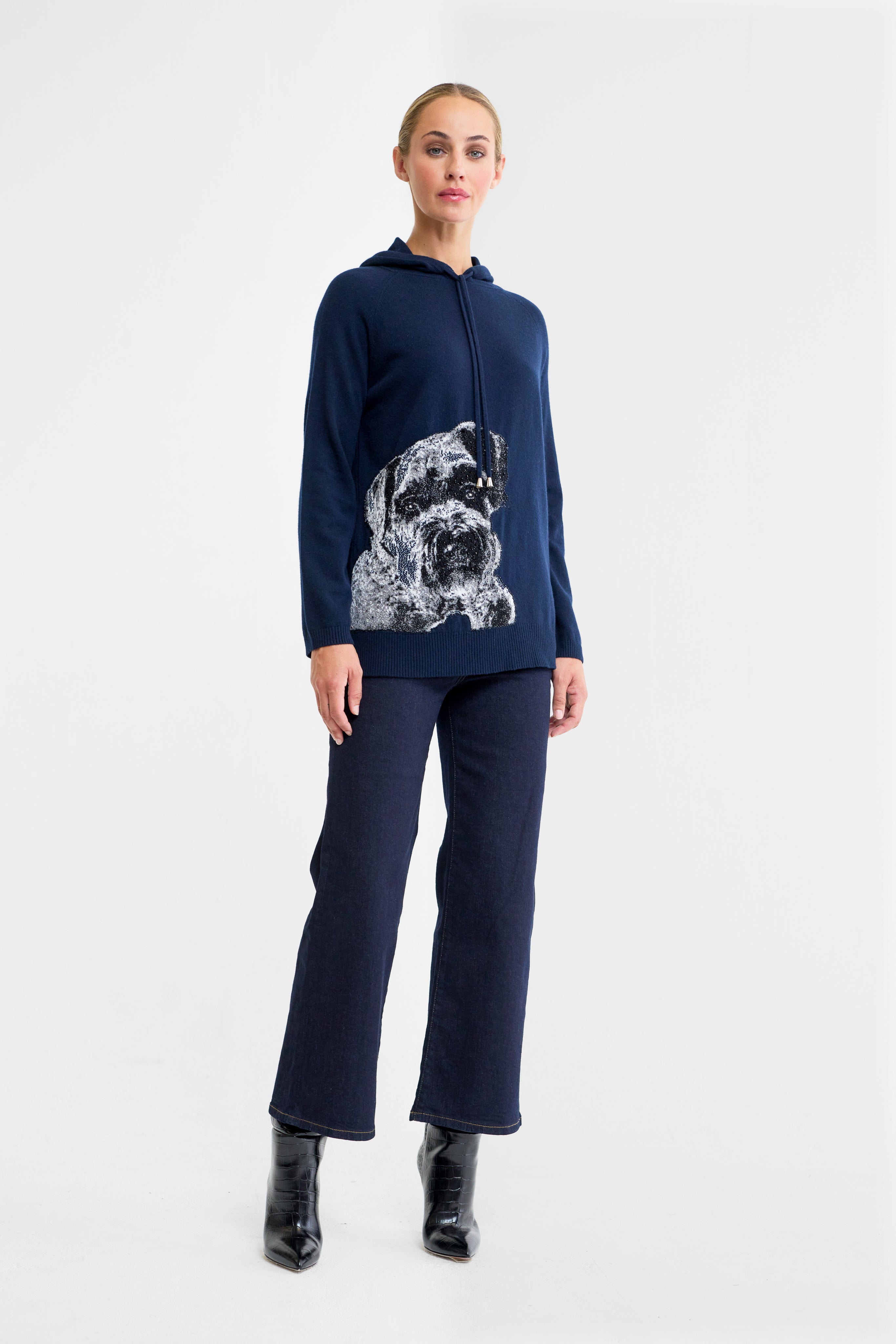 Paddy Beaded Navy Hoodie