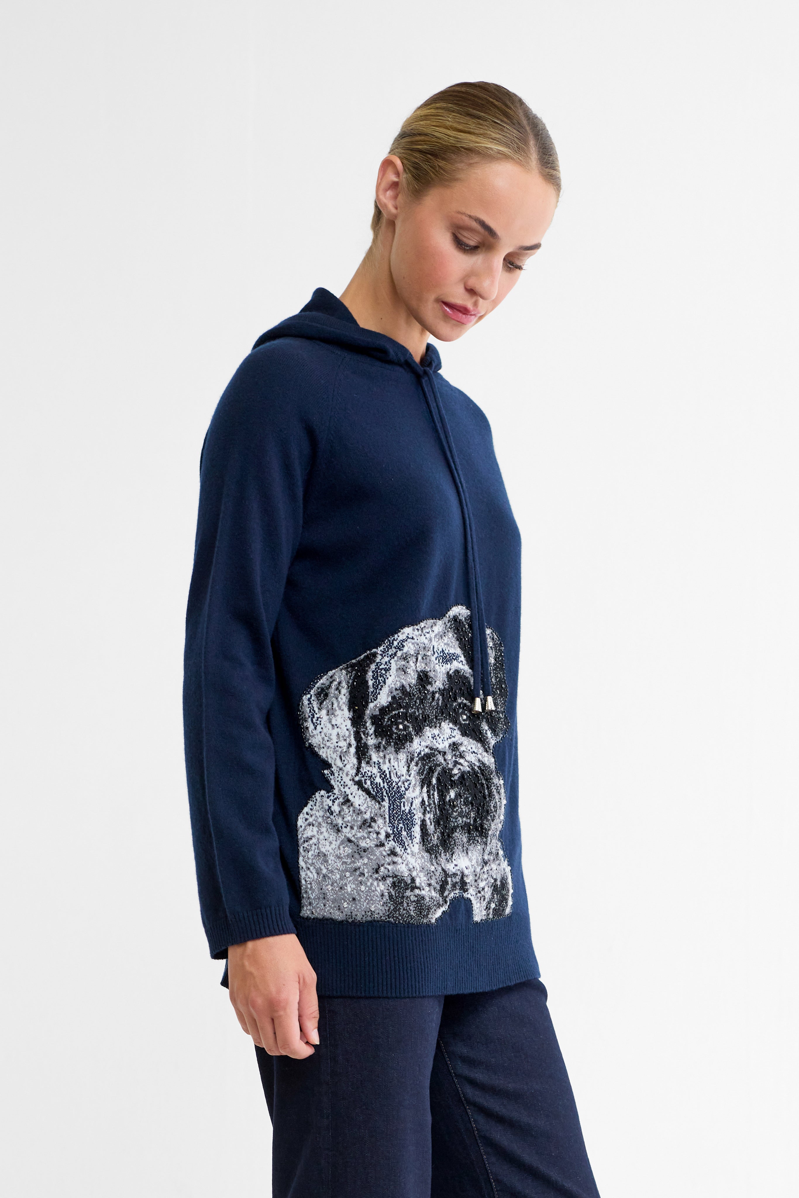 Paddy Beaded Navy Hoodie