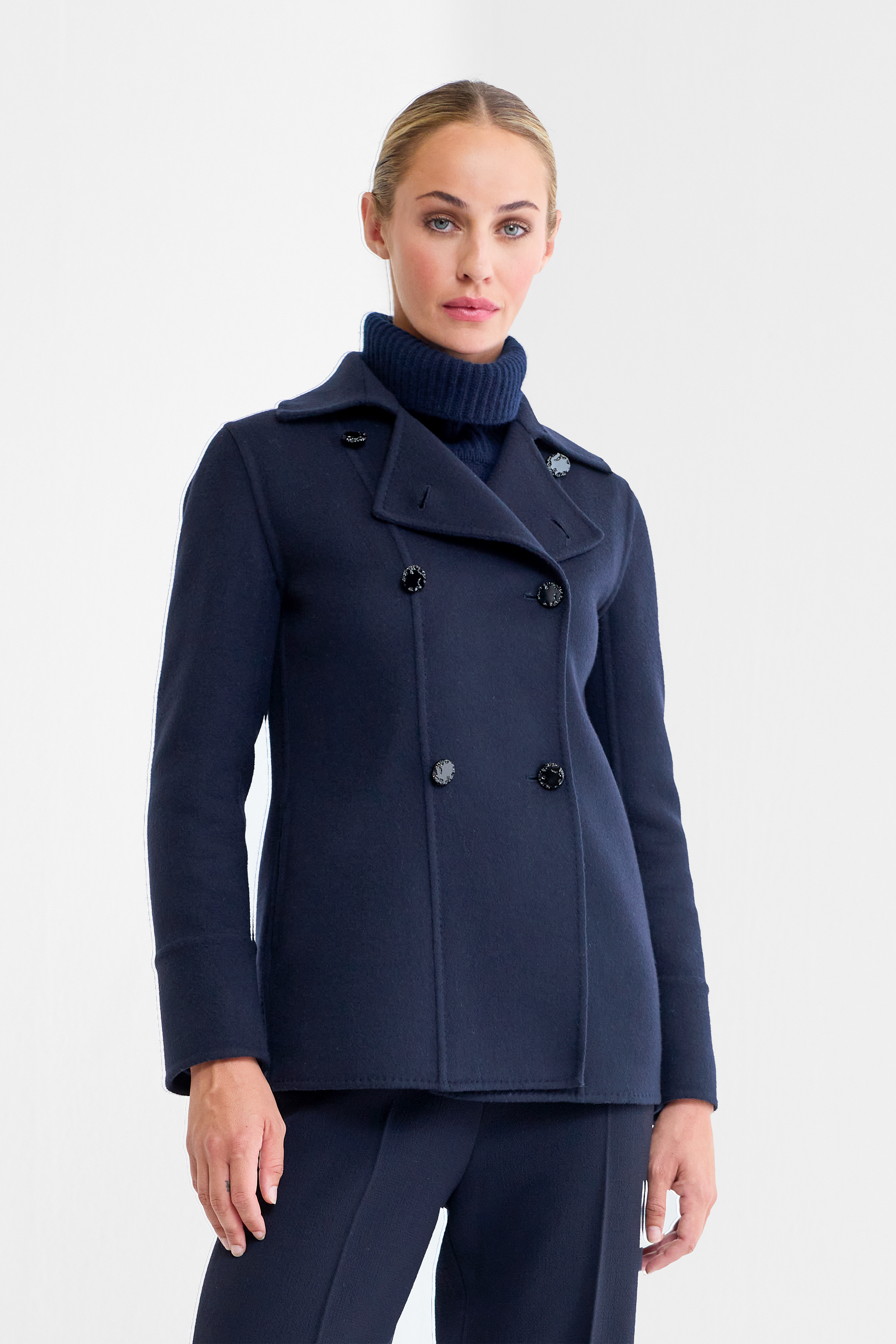 Paige Double Breasted Wool Jacket in Navy