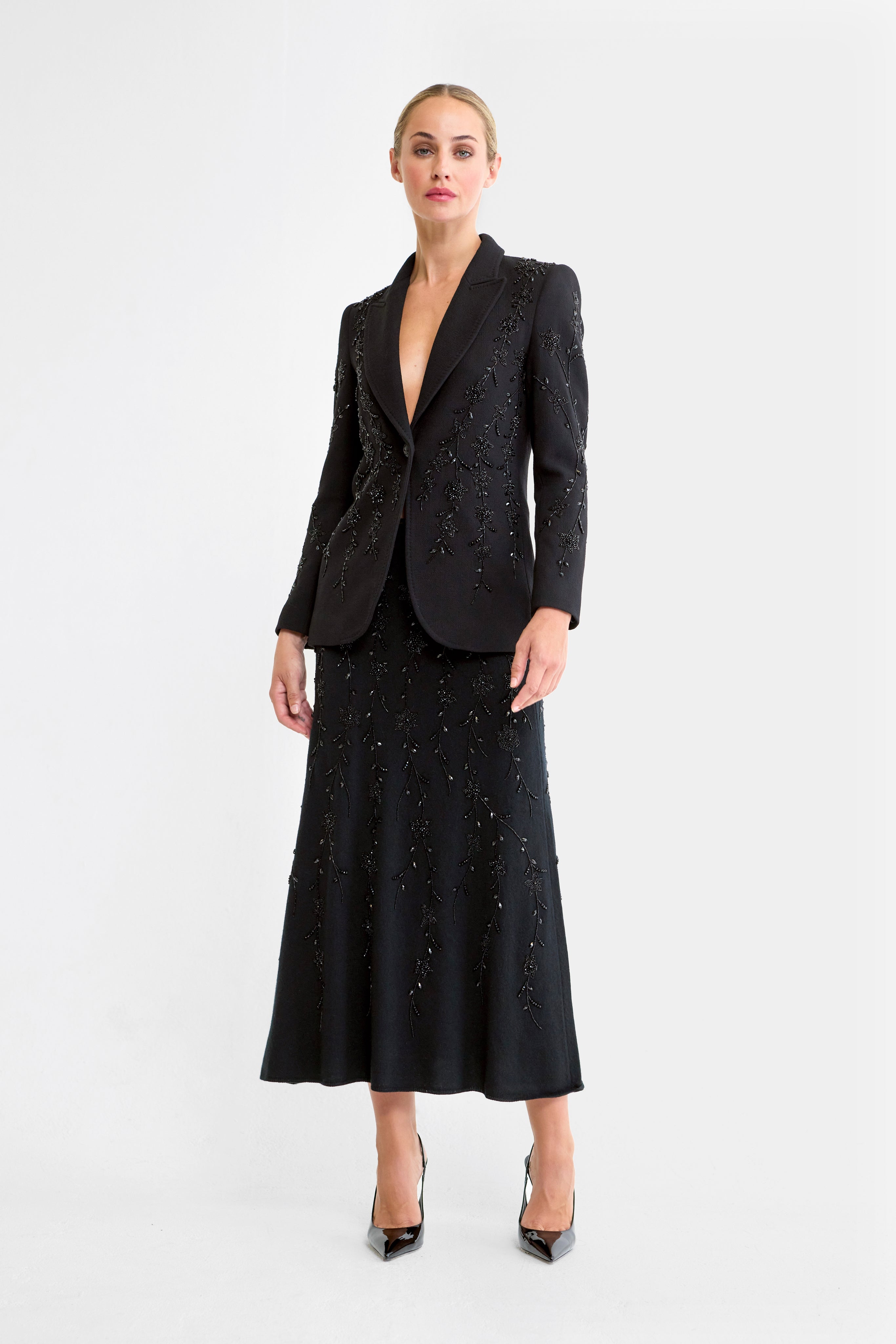 Pippa Embellished Wool Blazer in Black