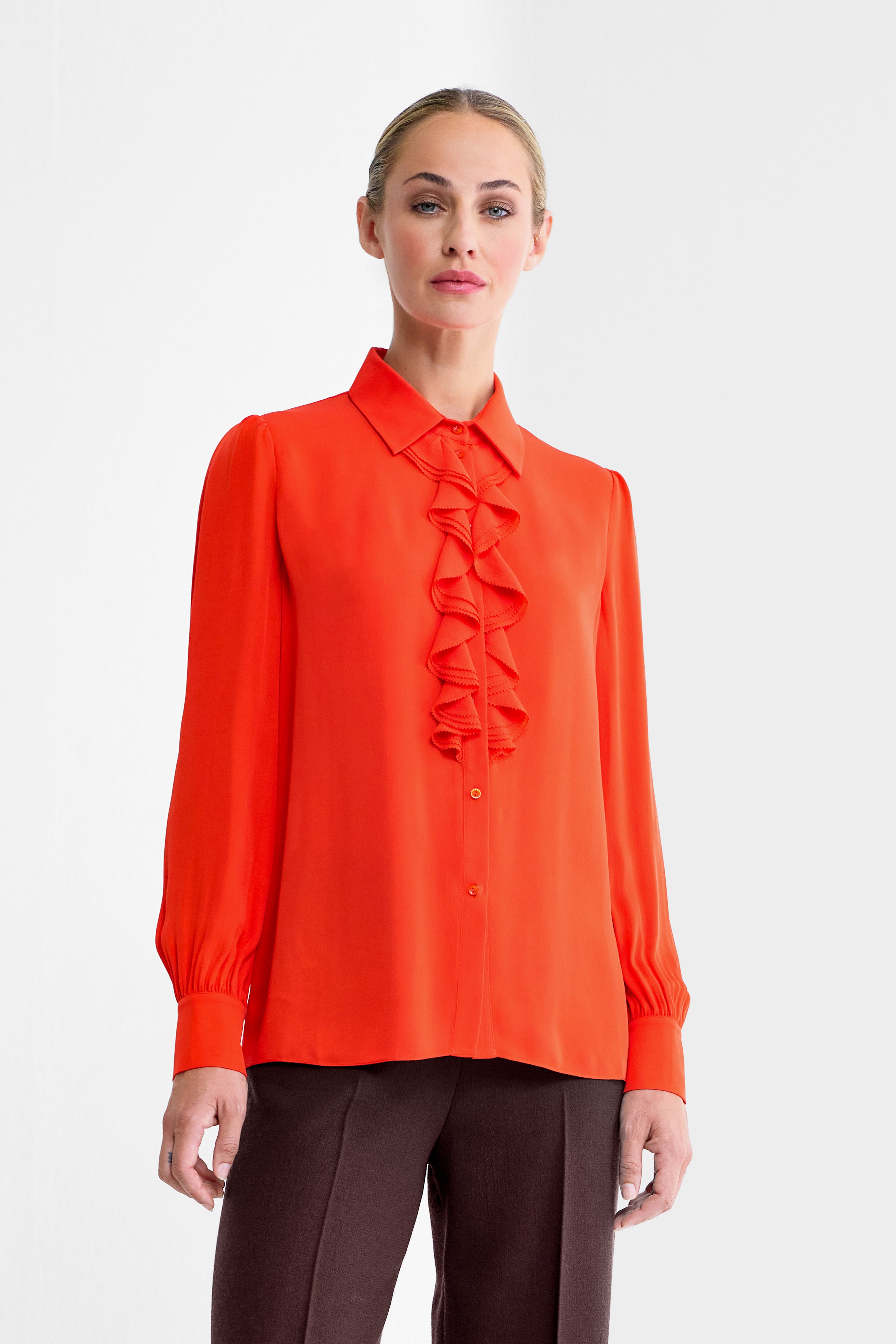 Saffron Silk Double Georgette Blouse