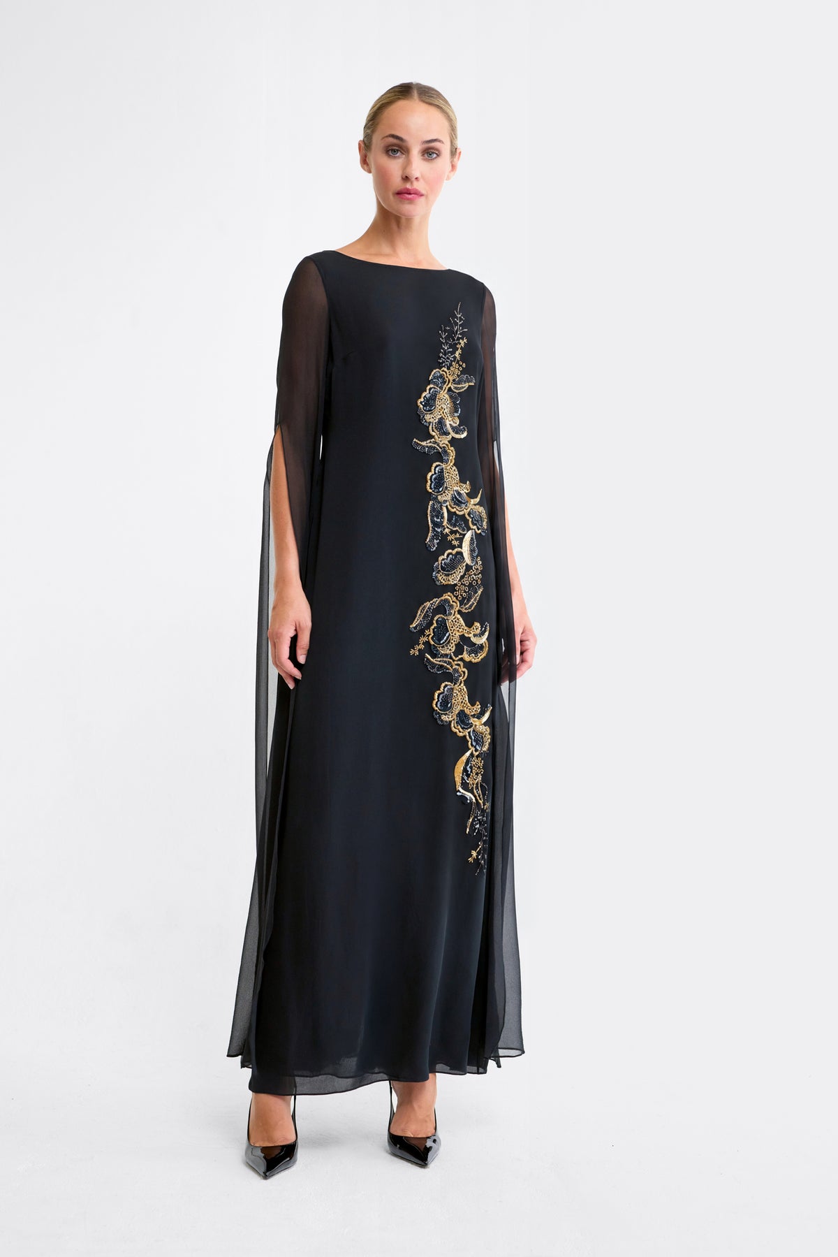 Uma Black Beaded Gown