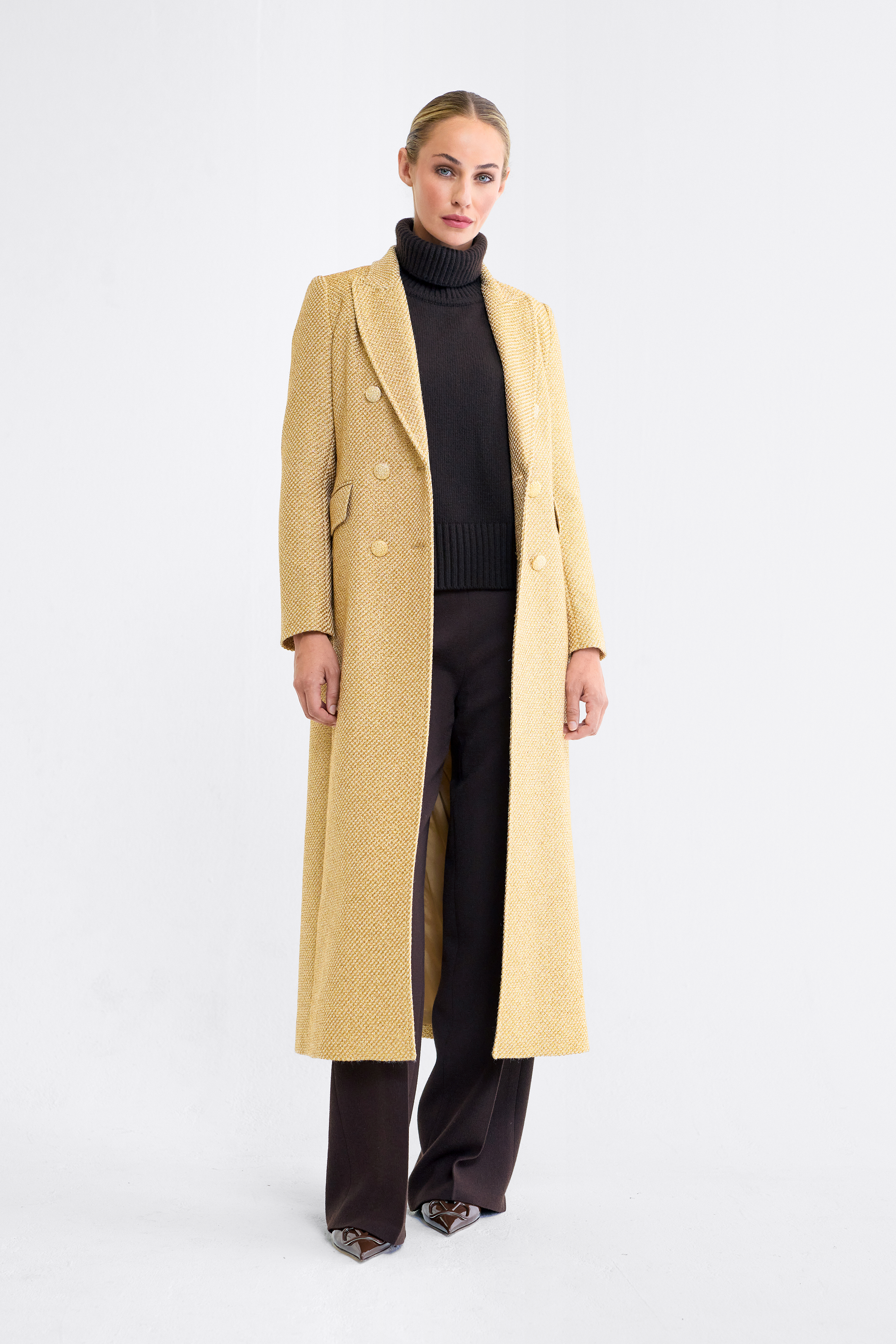 Adele Gold Tweed Coat