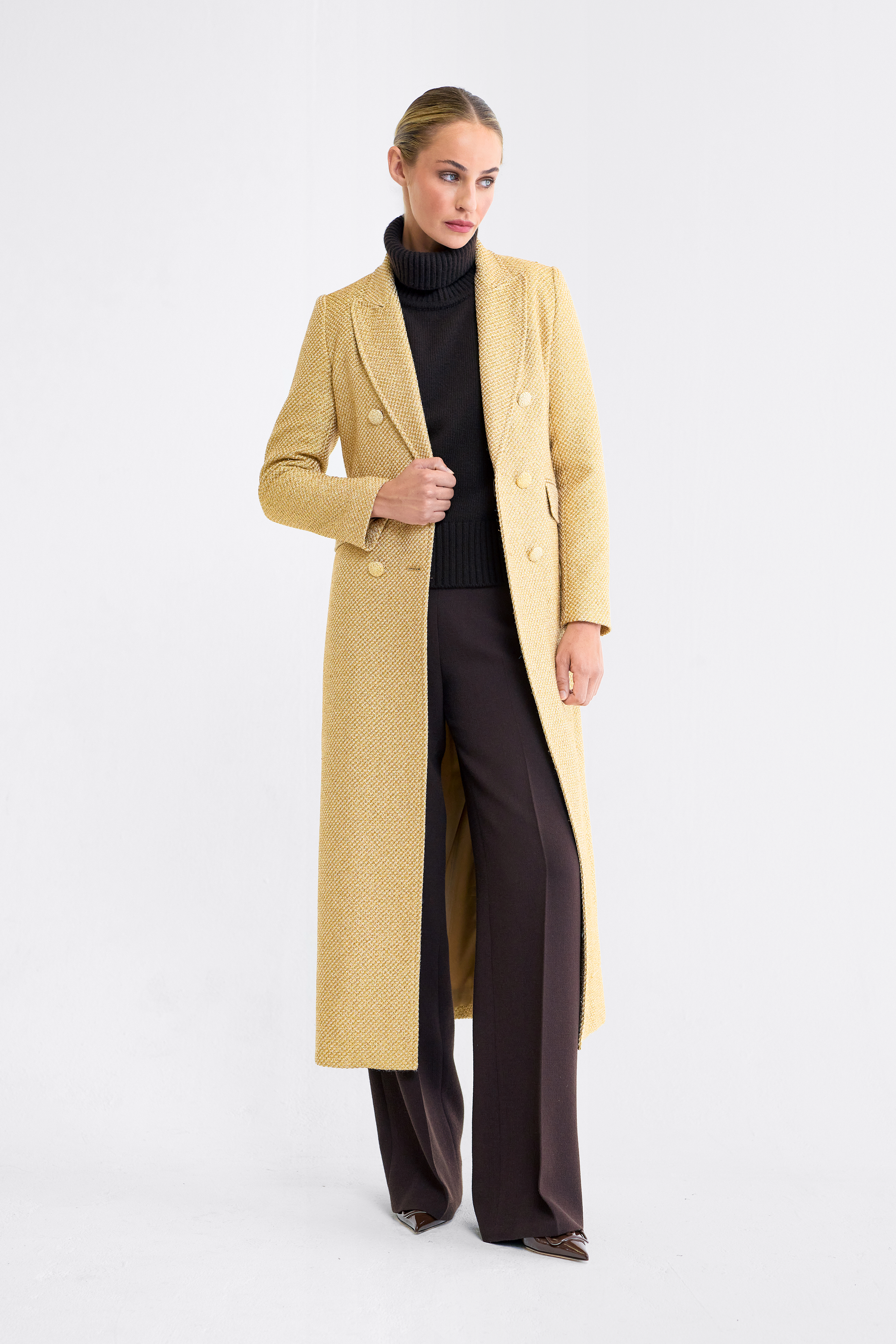 Adele Gold Tweed Coat