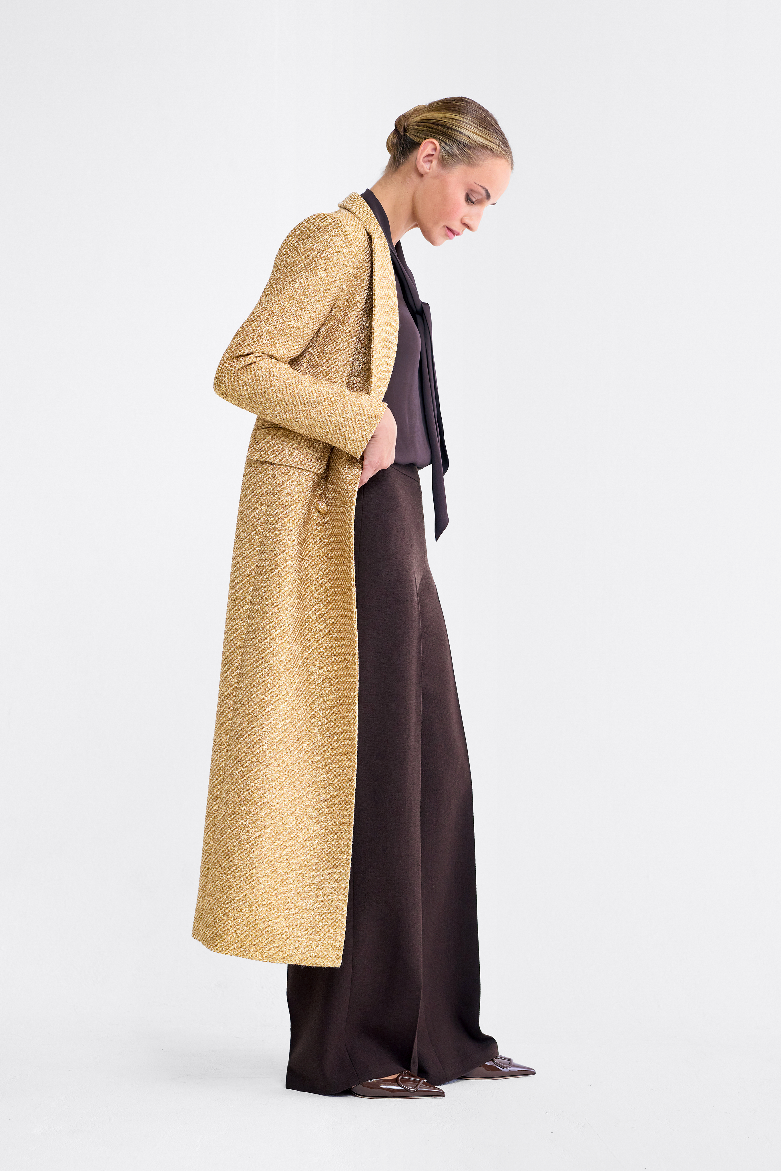 Adele Gold Tweed Coat