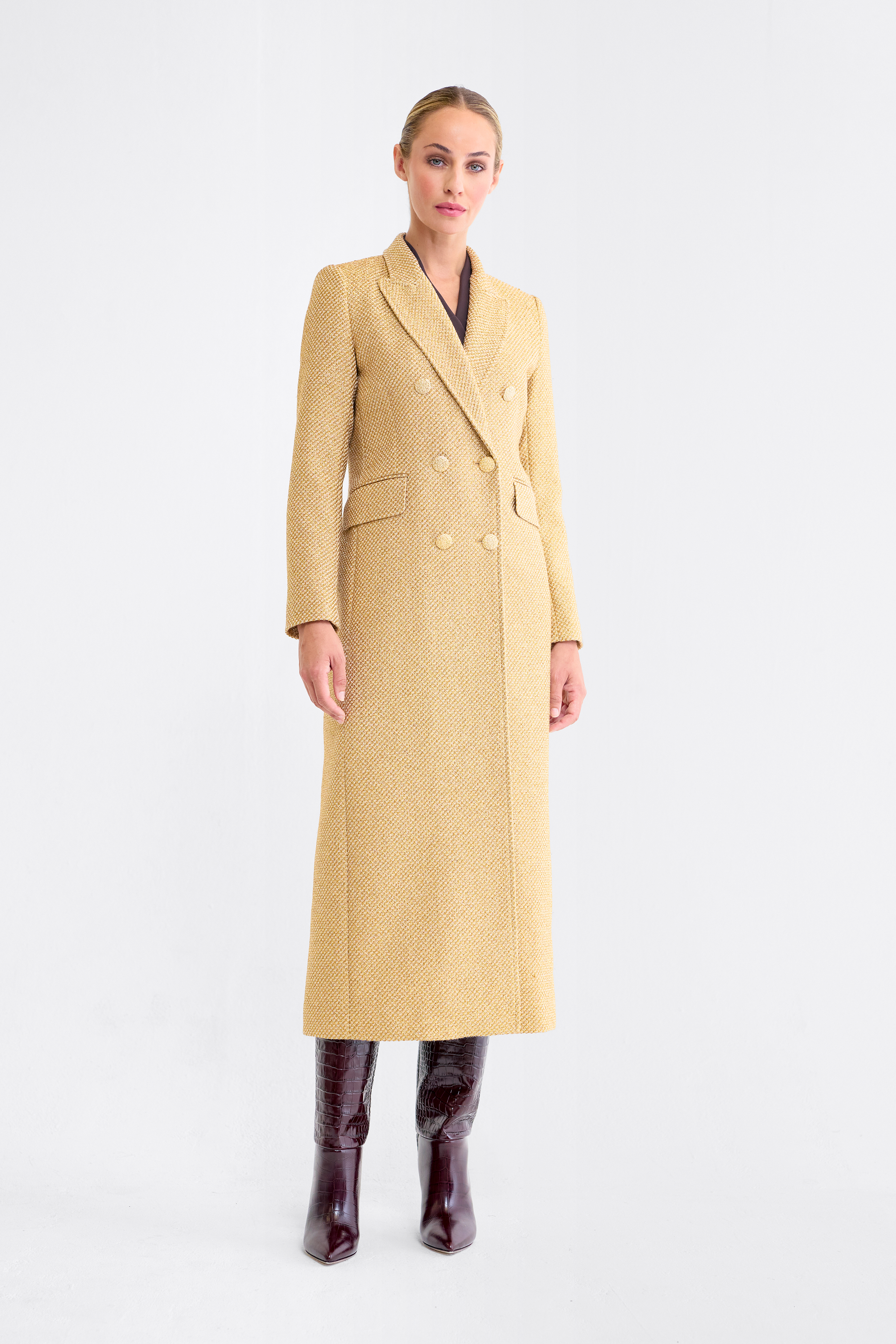 Adele Gold Tweed Coat