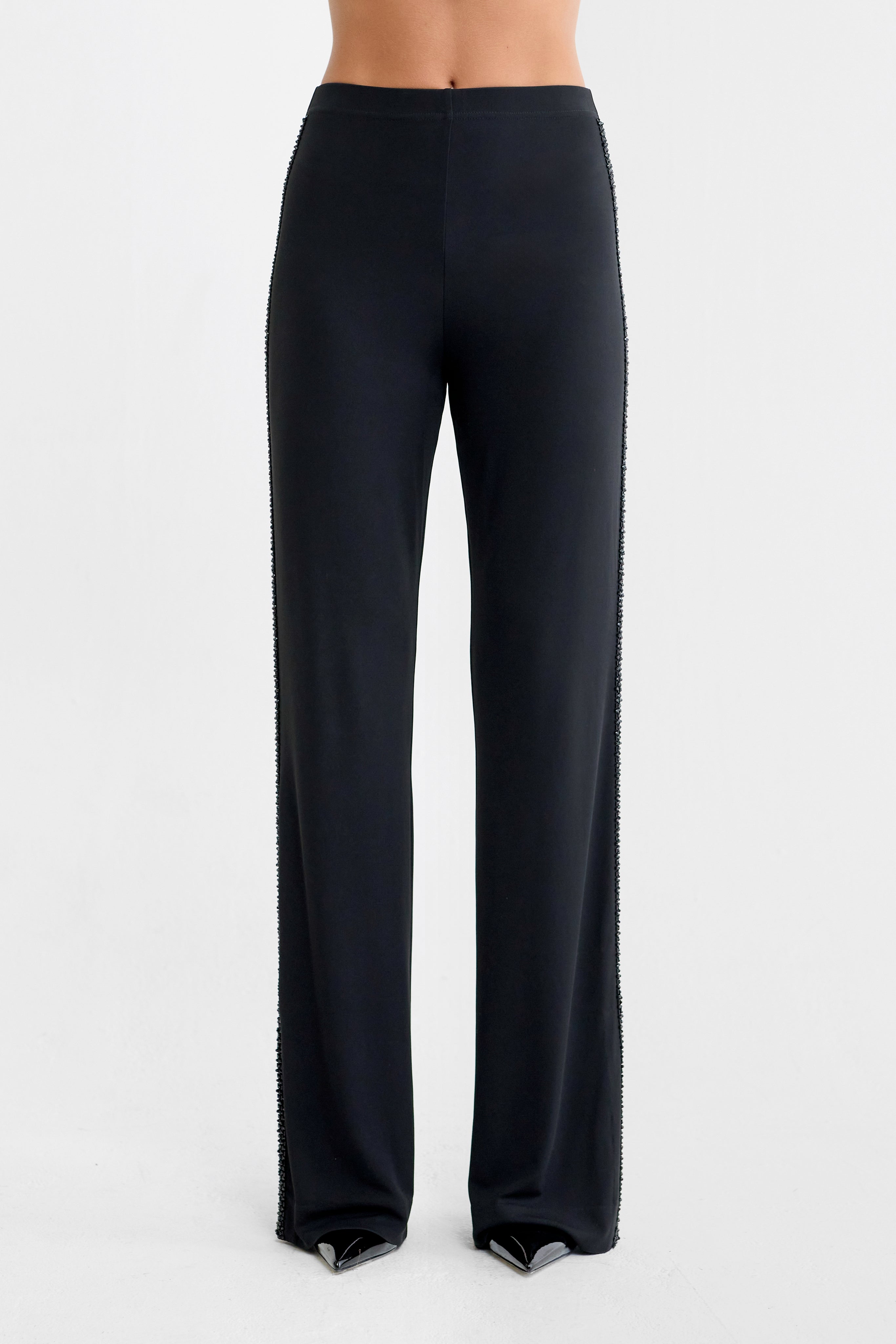 Alma Beaded Jersey Trousers in Black