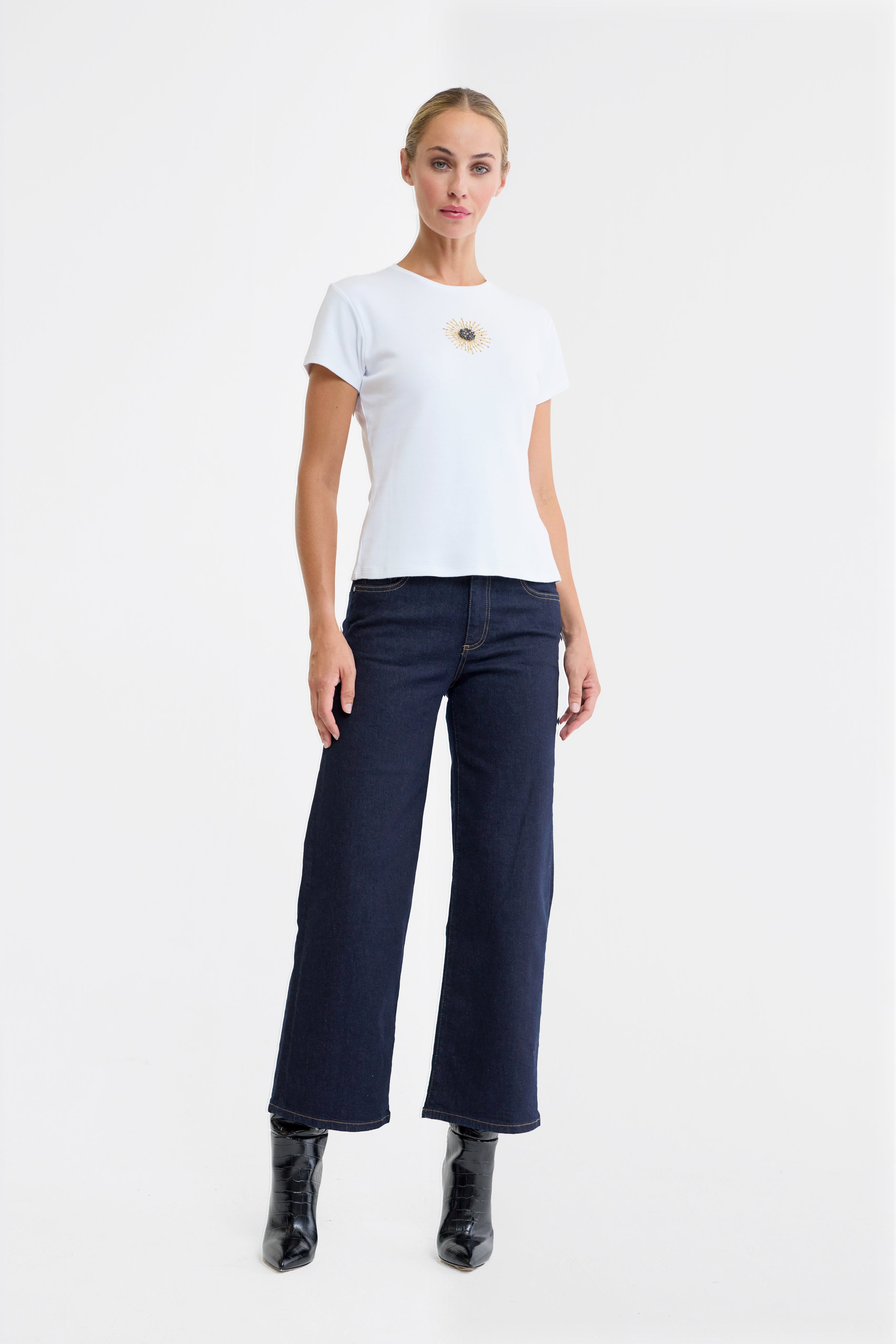 Astor White Beaded T-Shirt