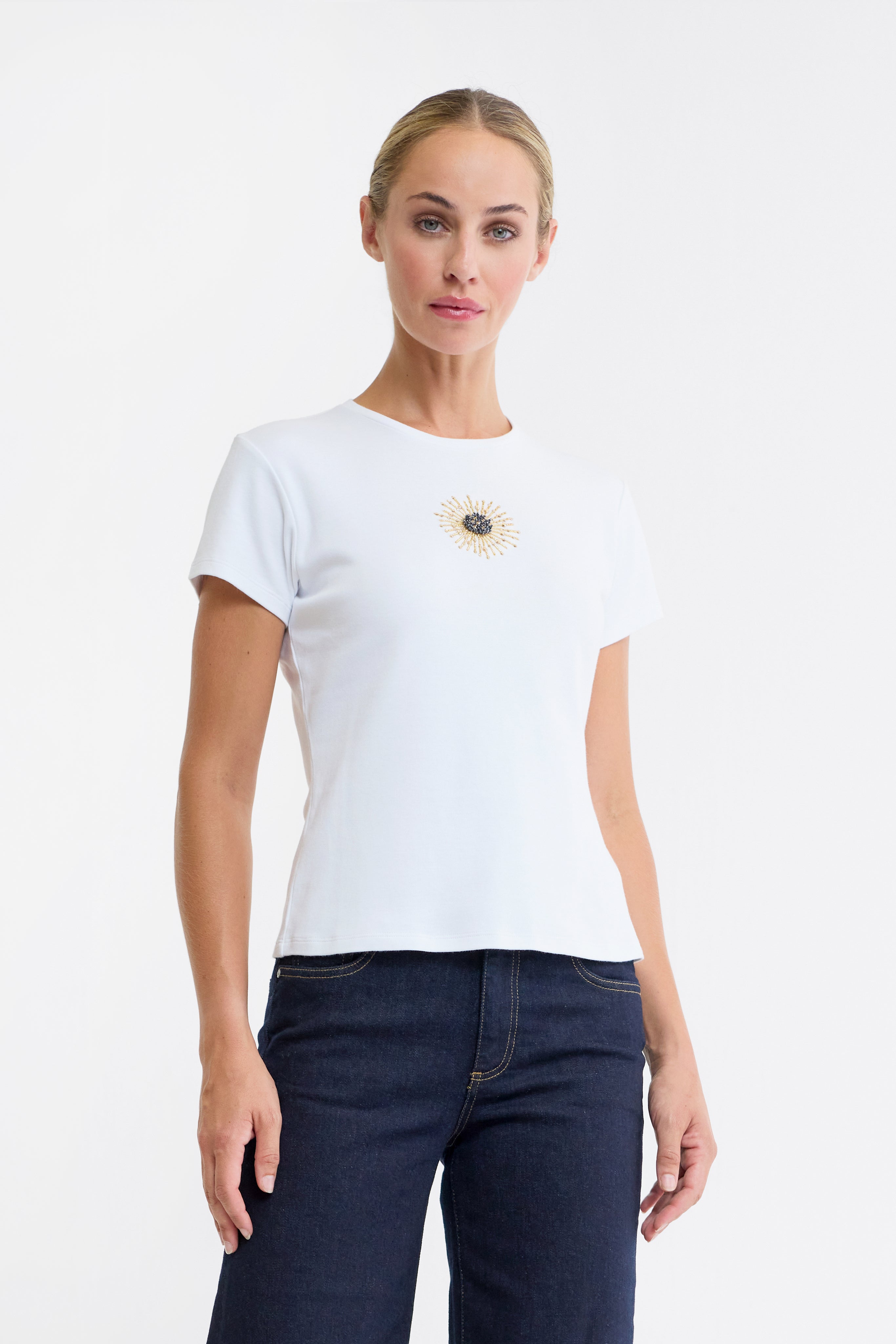 Astor White Beaded T-Shirt
