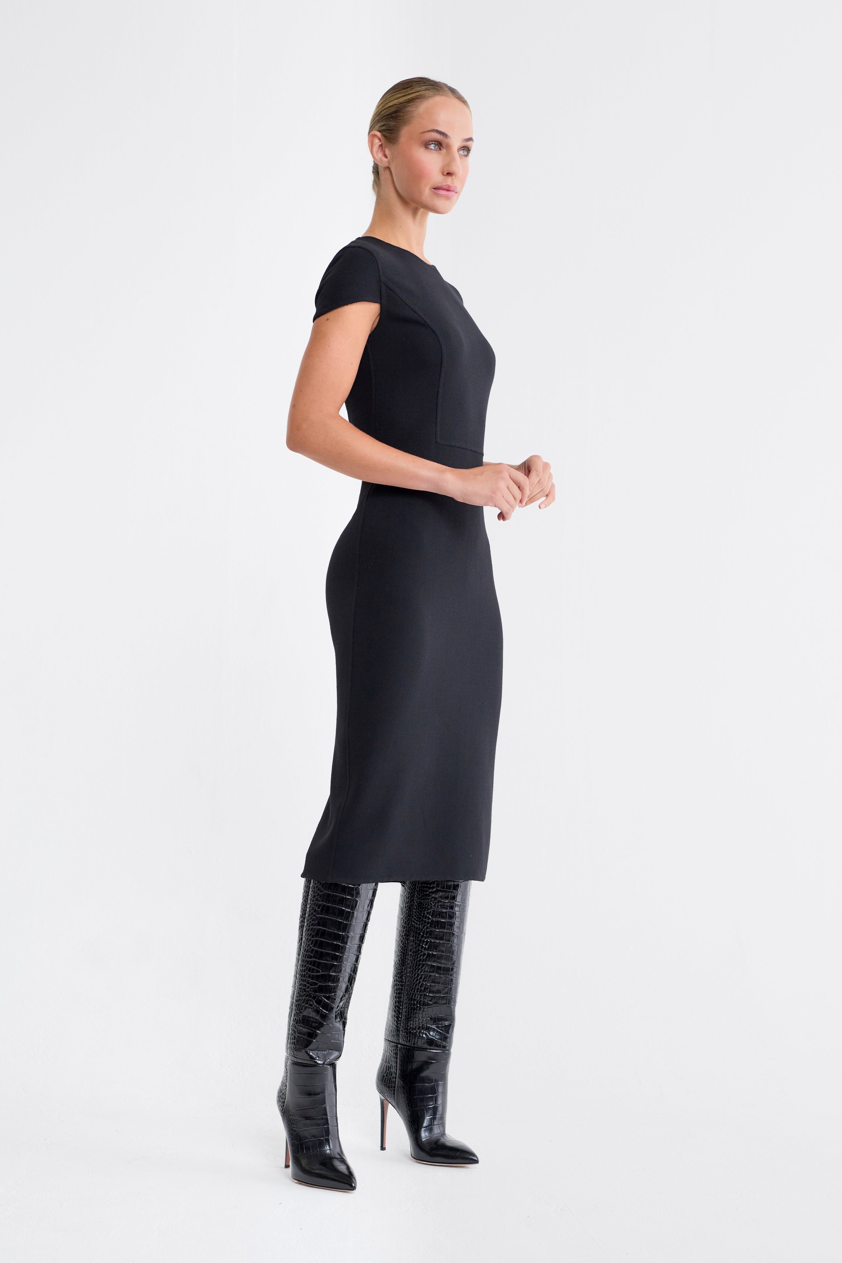 Audrey Cap Sleeve Dress in Black