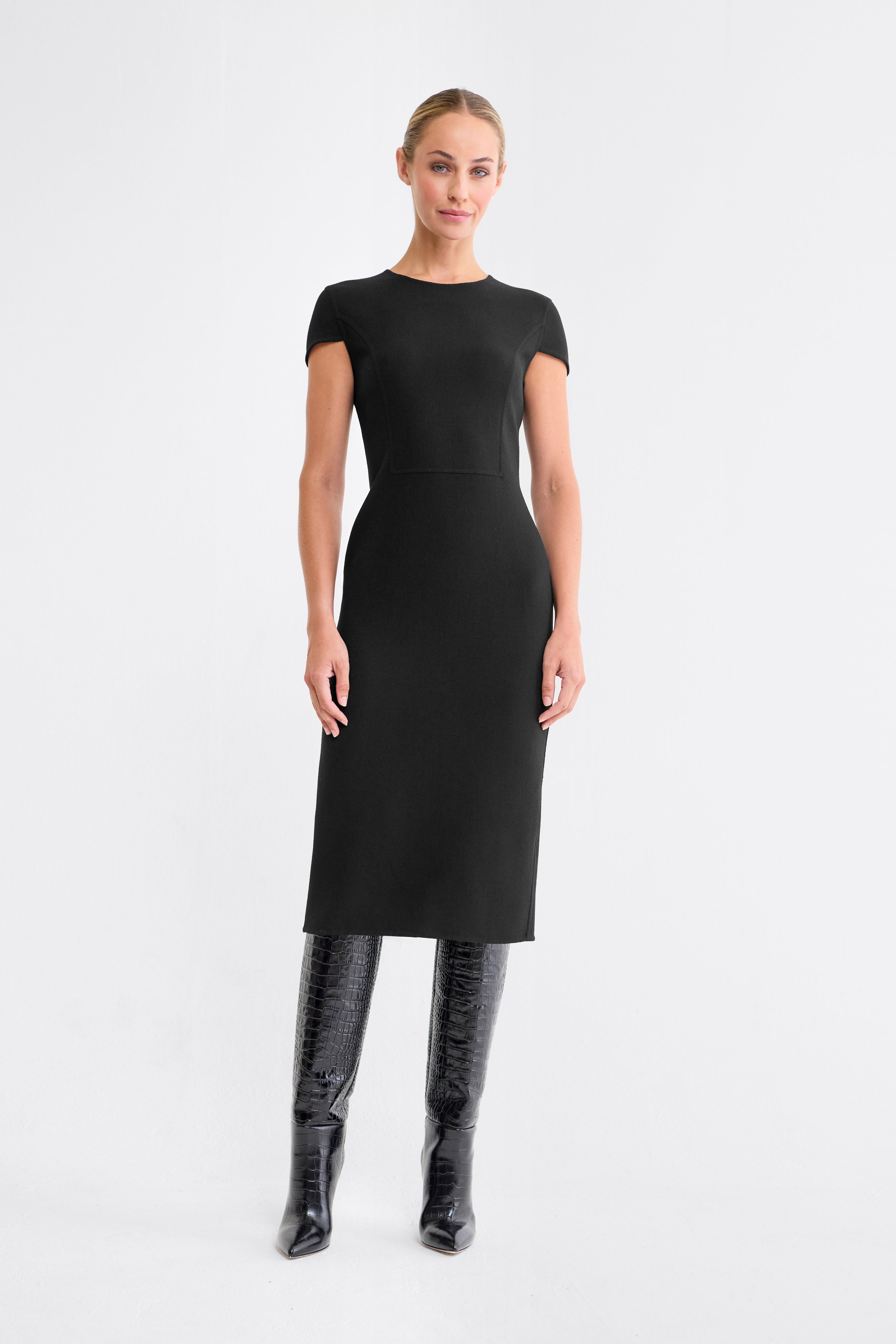 Audrey Cap Sleeve Dress in Black