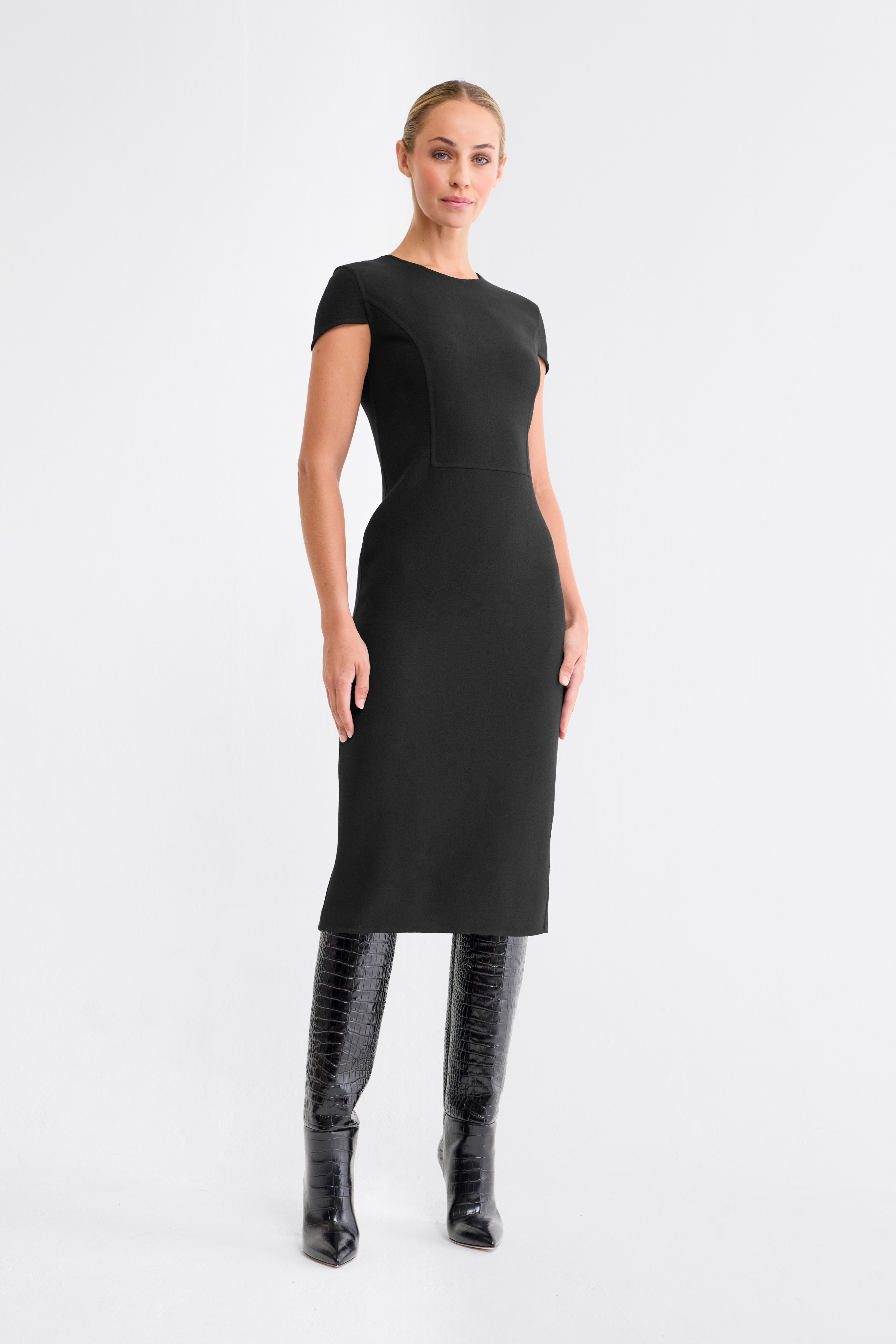 Audrey Cap Sleeve Dress in Black