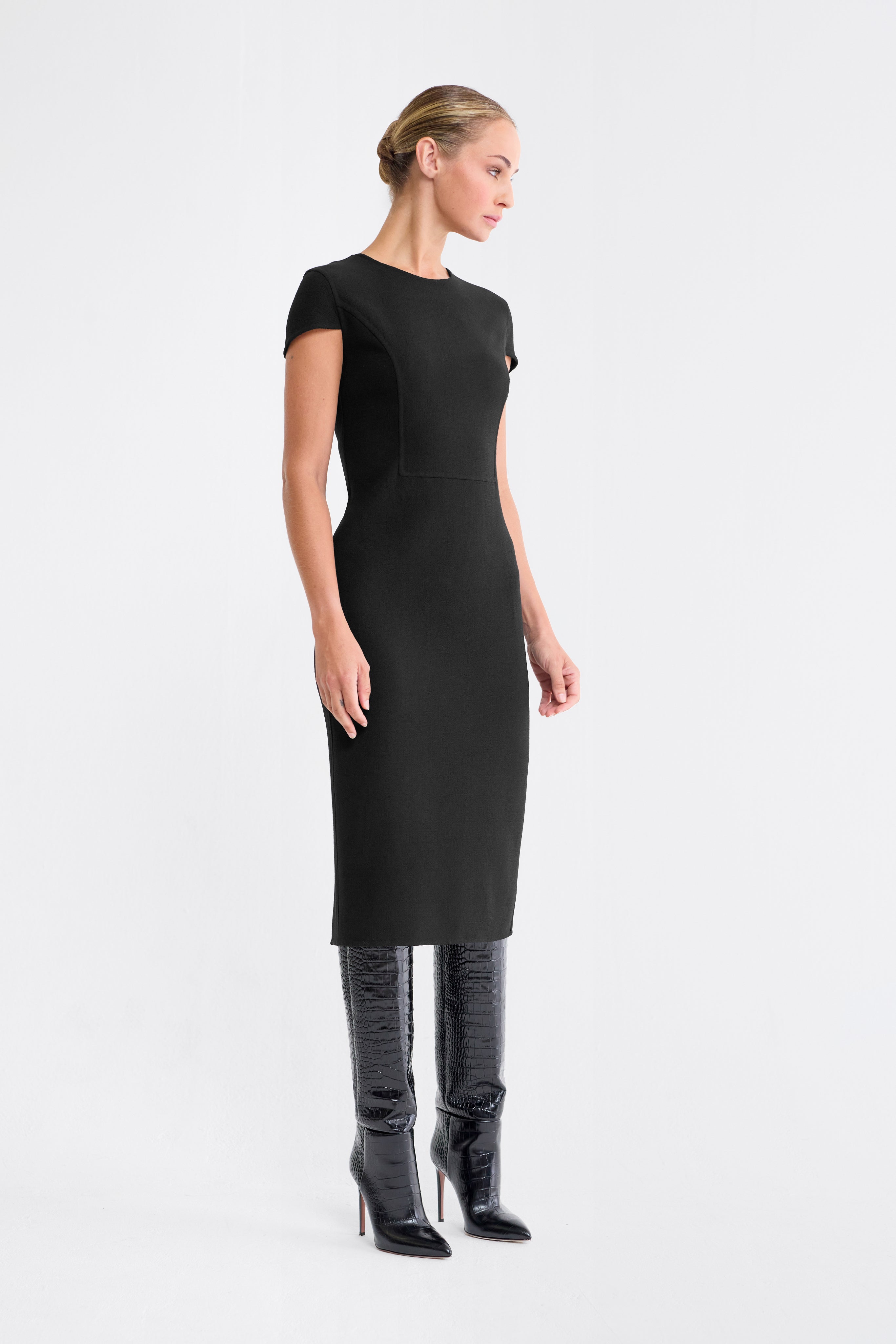 Audrey Cap Sleeve Dress in Black