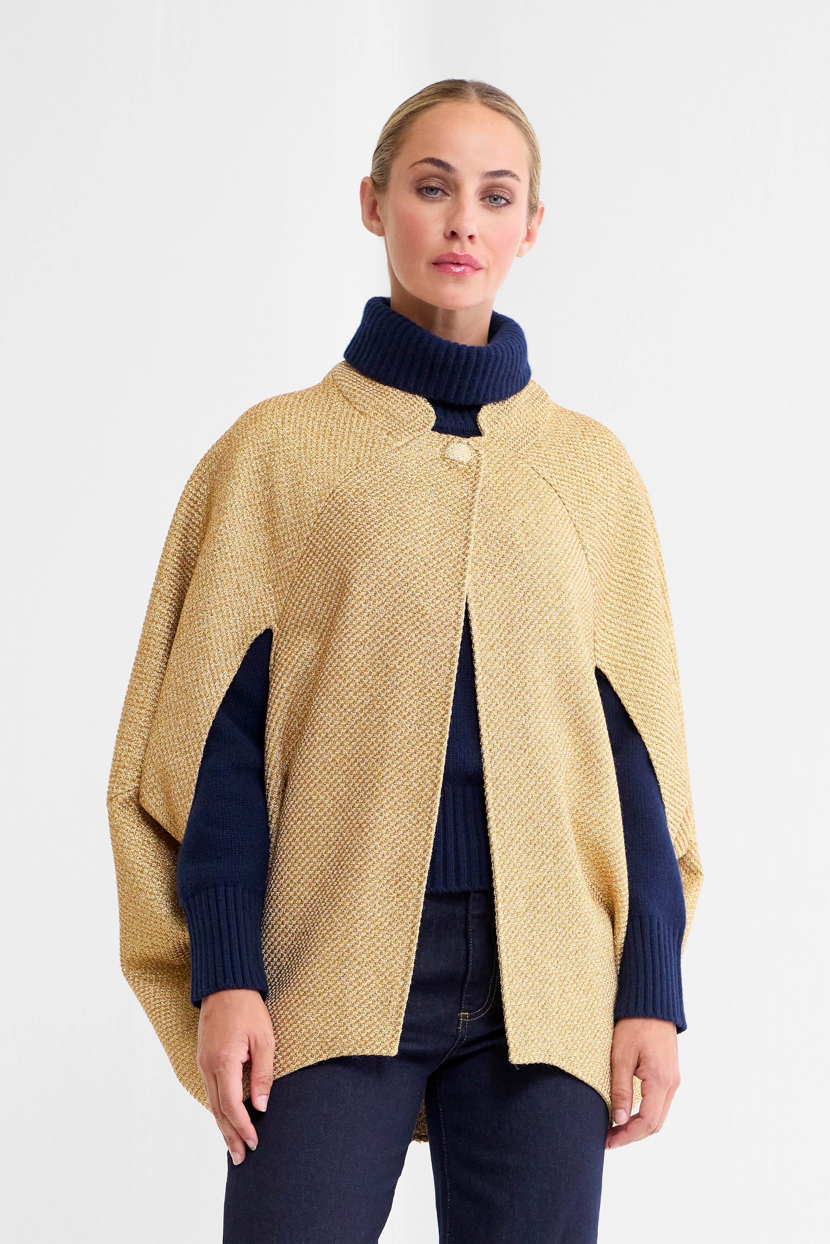 Luna Gold Metallic Tweed Cape