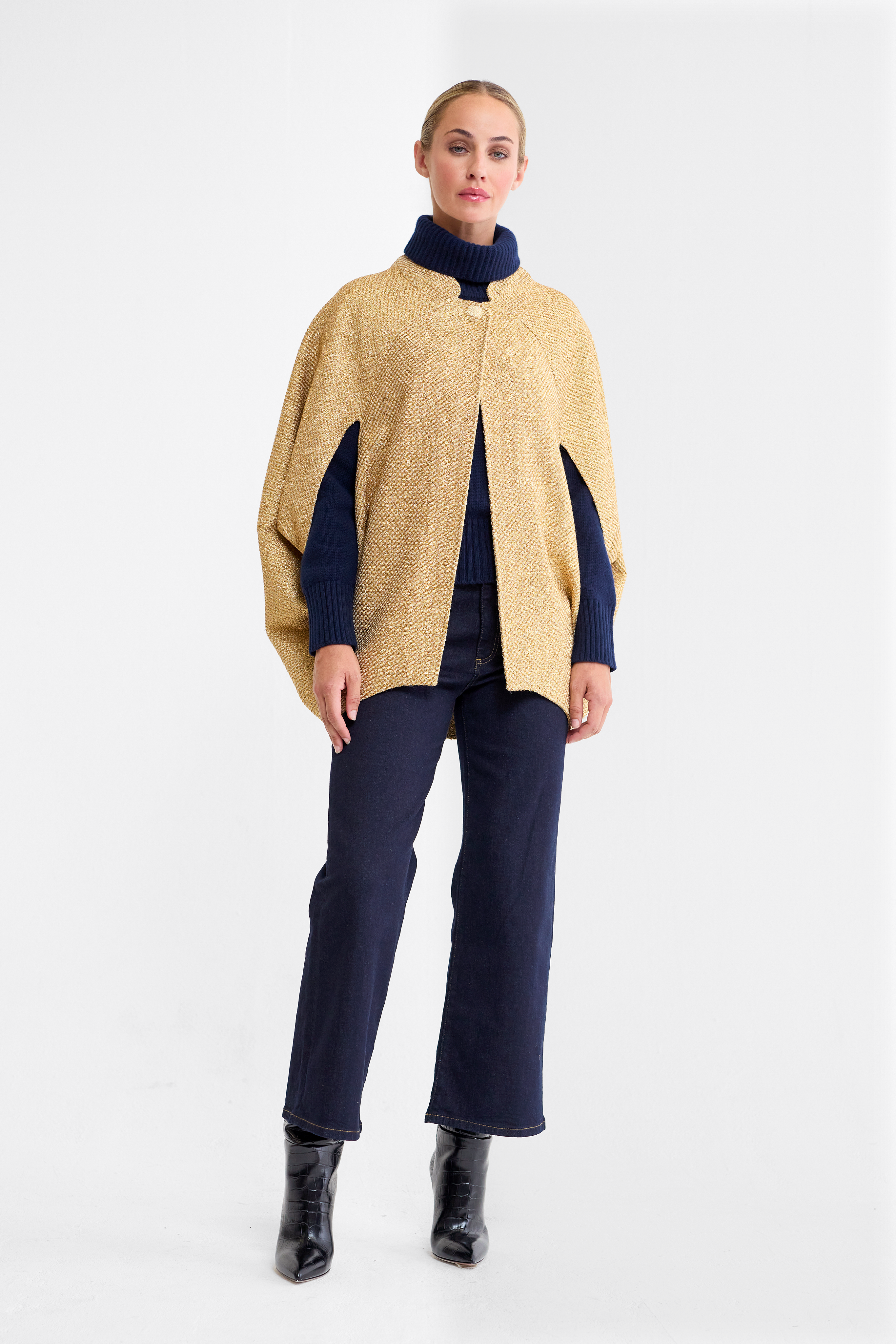 Luna Gold Metallic Tweed Cape
