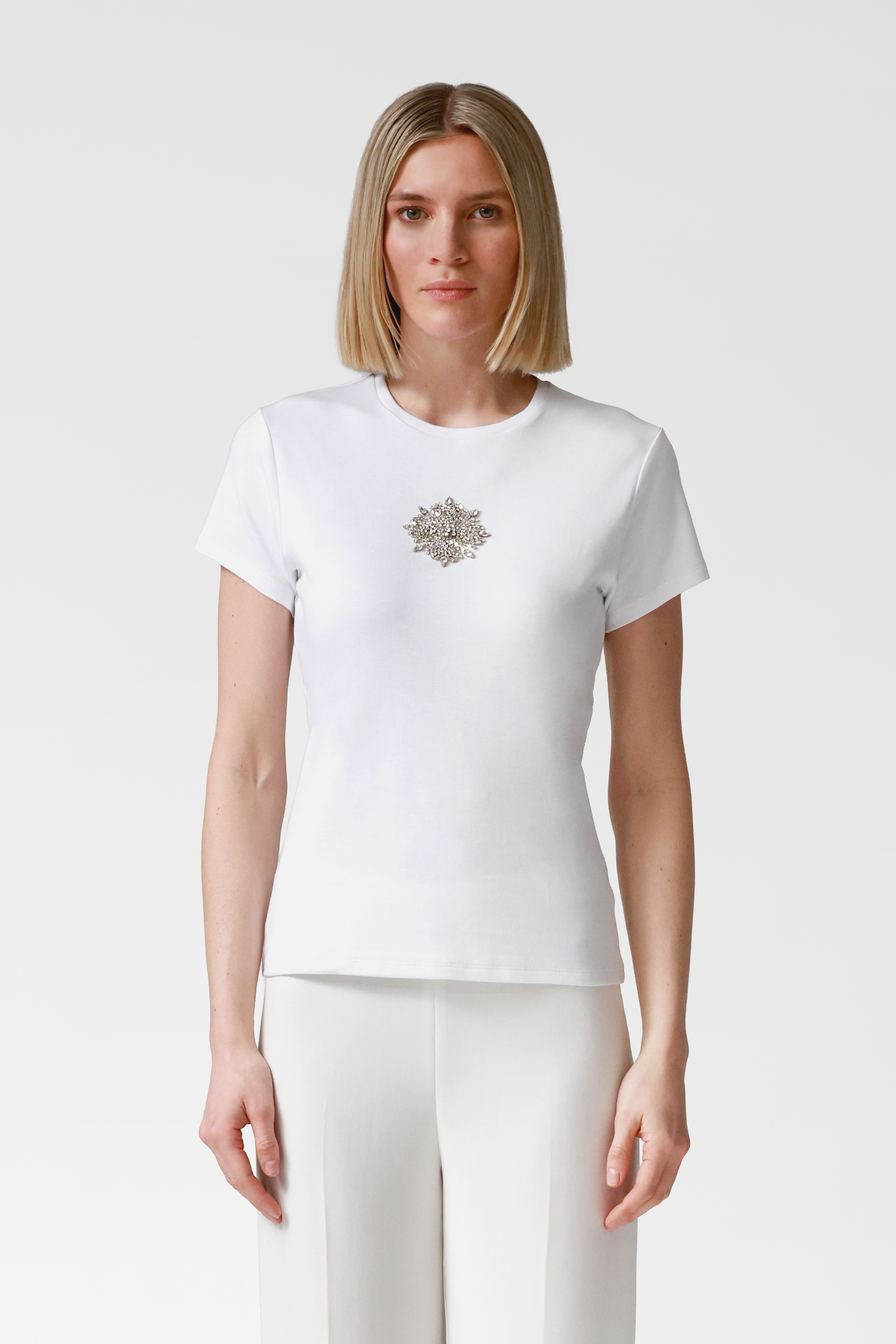 Danika Embellished White T-Shirt