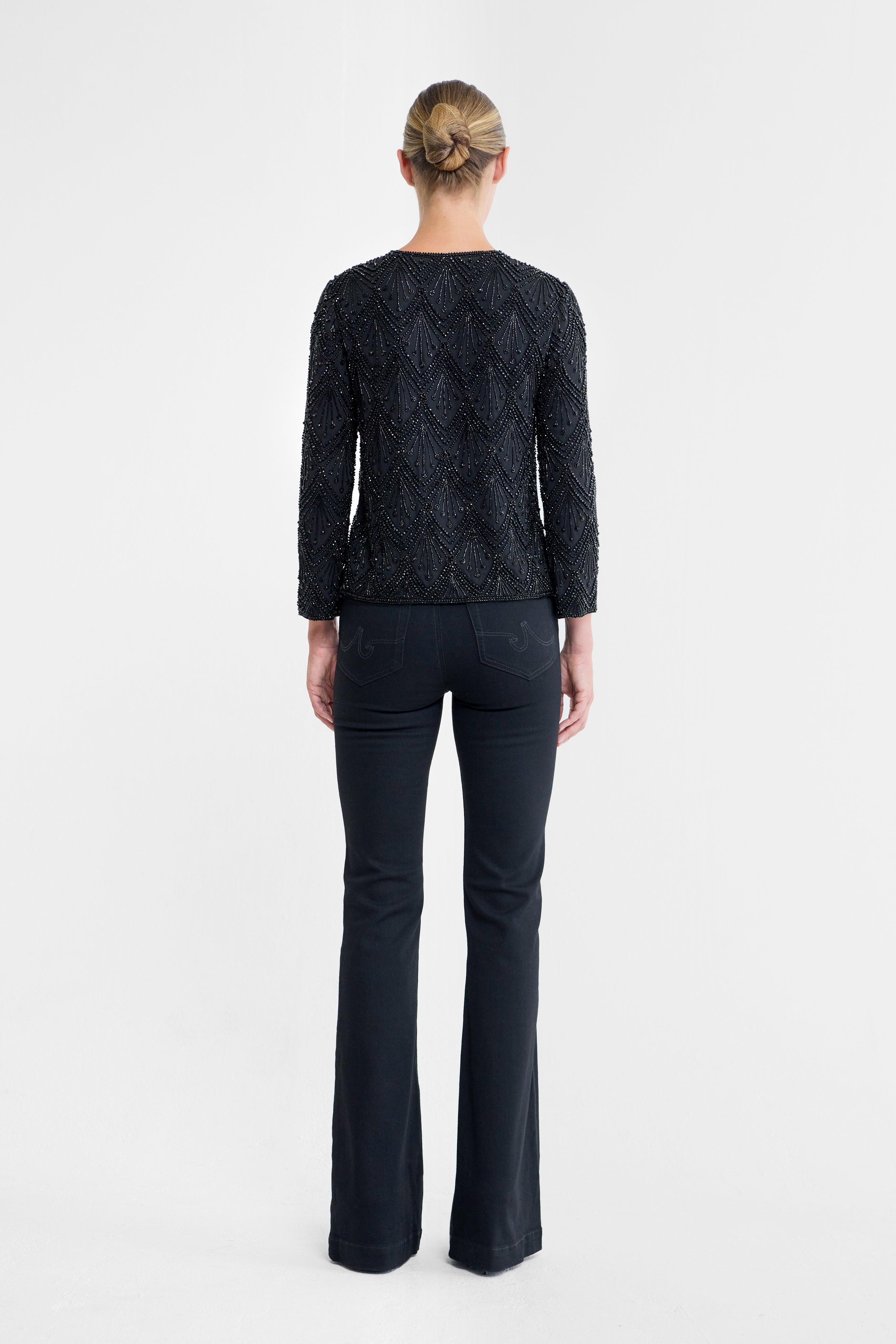 Delphine Black Beaded Silk Evening Jacket