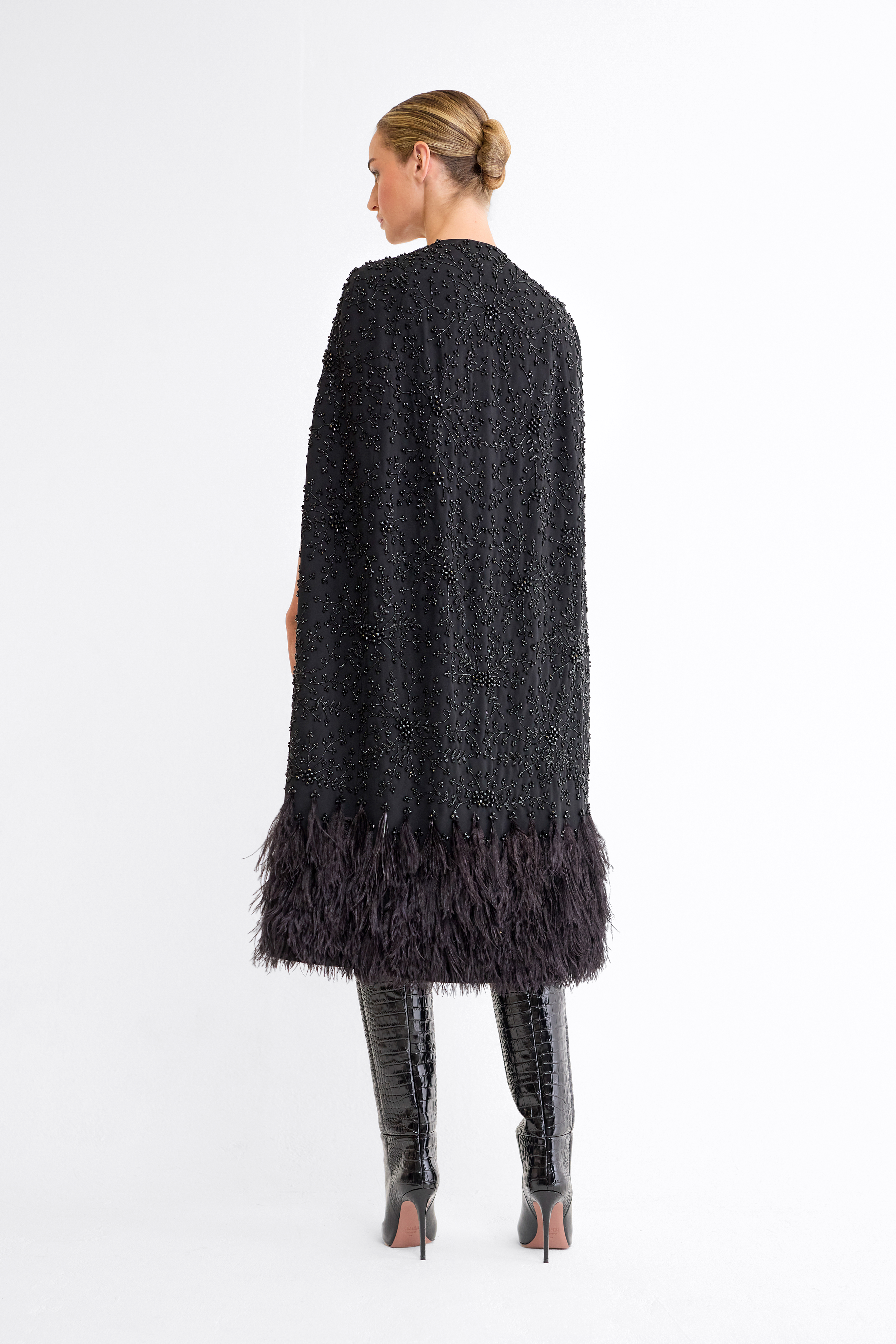 Eva Black Embellished Evening Cape