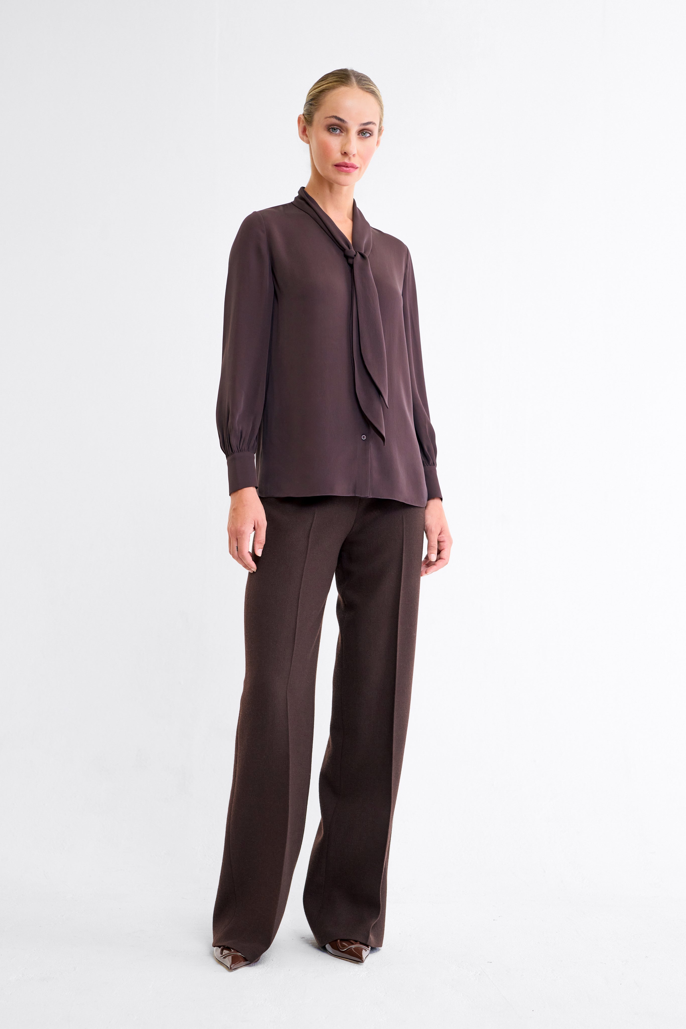 Indy Silk Blouse in Espresso