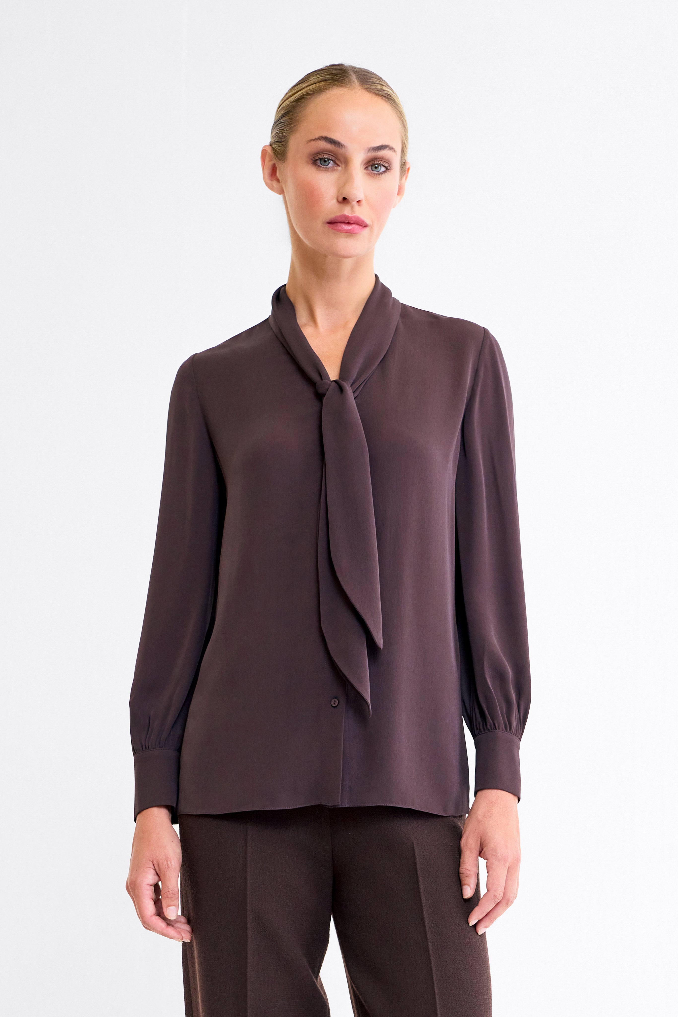 Indy Silk Blouse in Espresso